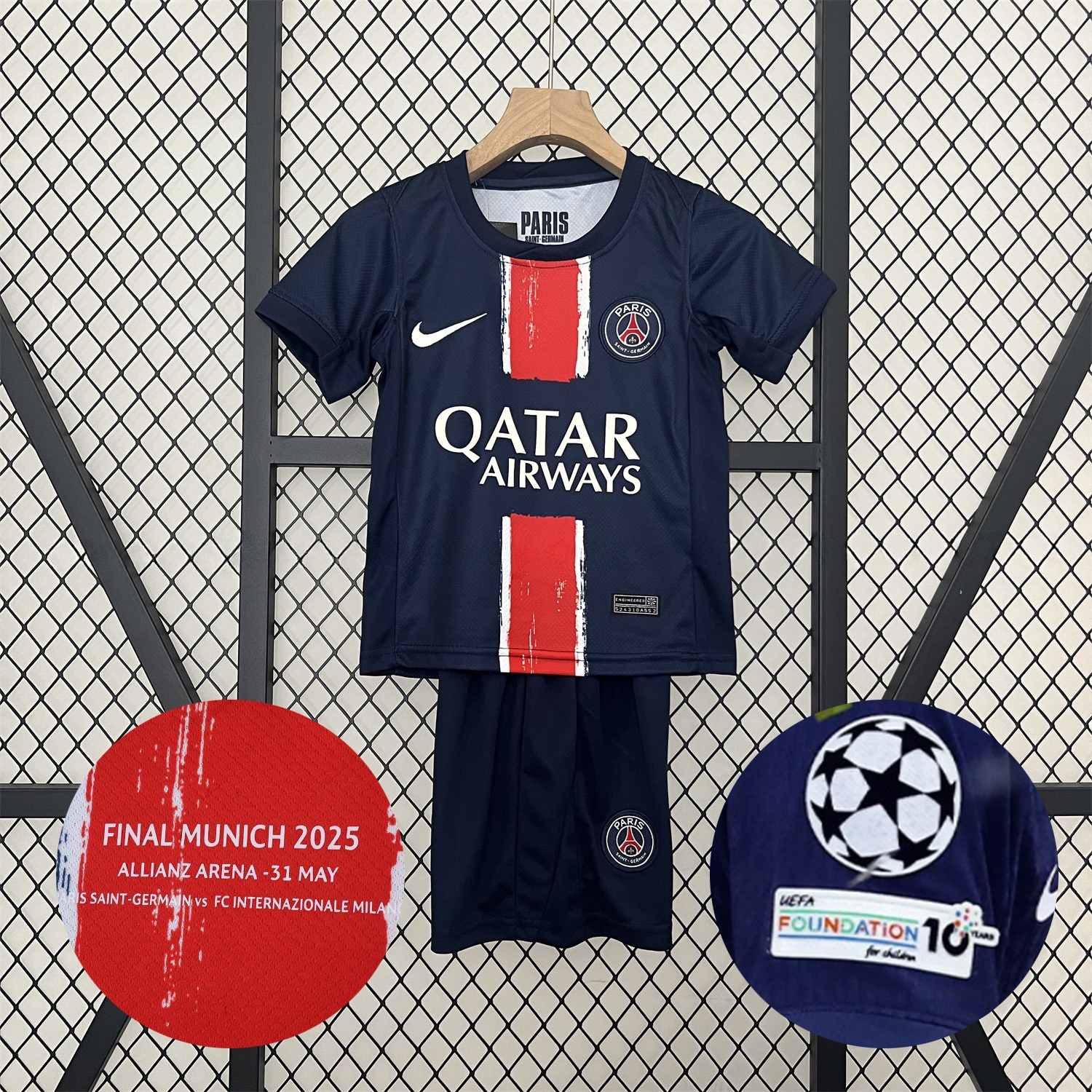 Paris Saint-Germain PSG 24-25 Champions League Final Home Kids Kit - Unitedfutballjersey