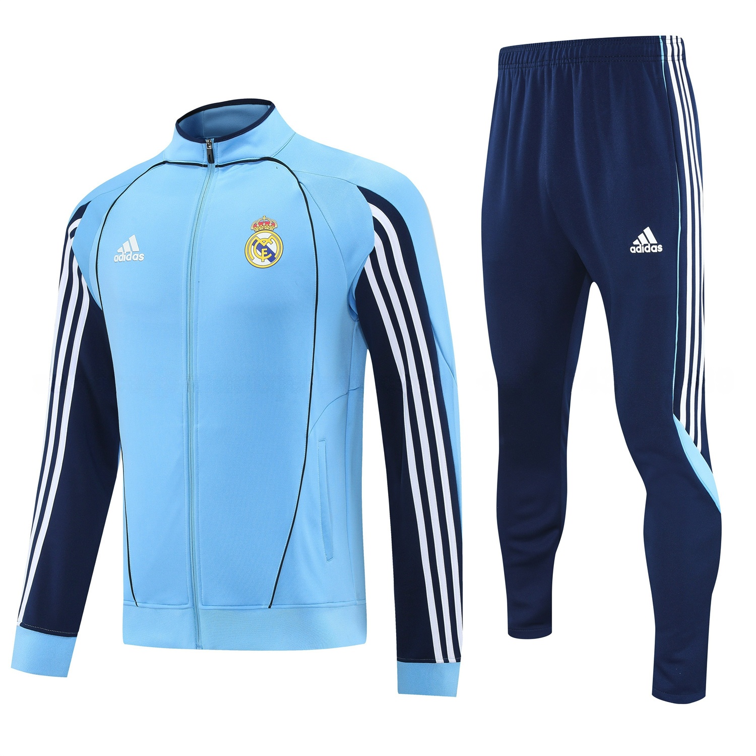 Real Madrid 25-26 Jacket Training Tracksuit - Light Blue Jackets & Deep Blue Pants - Unitedfutballjersey