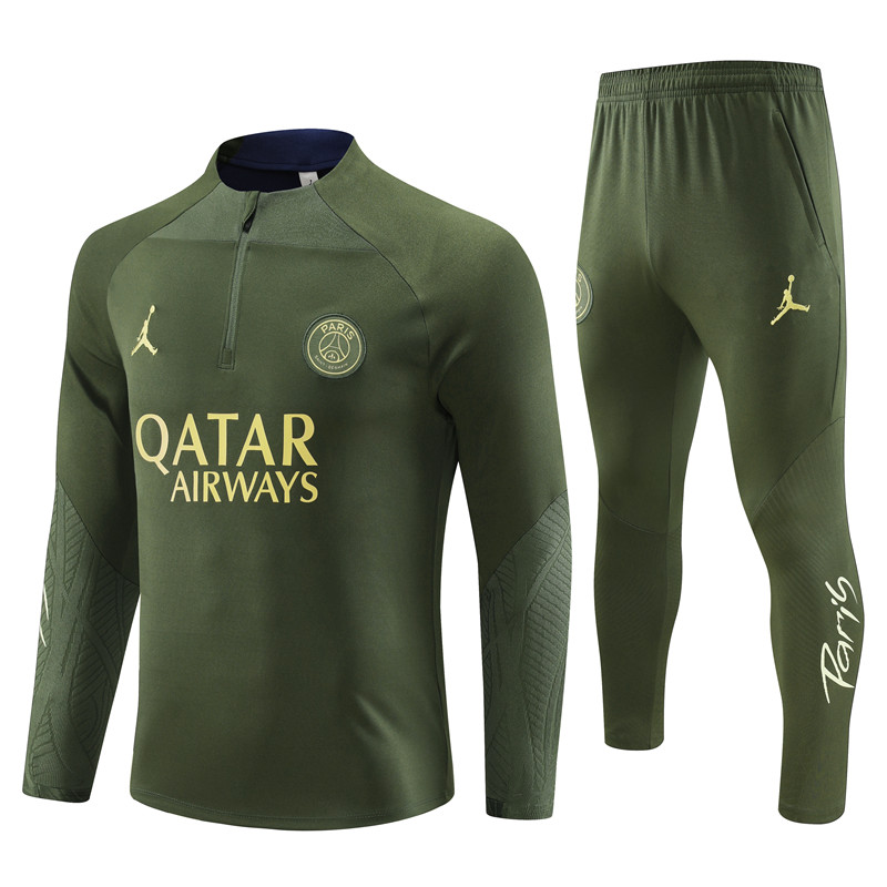 Paris Saint-Germain PSG 23-24 Kids Long Sleeve Training Set Pitch Green - Unitedfutballjersey
