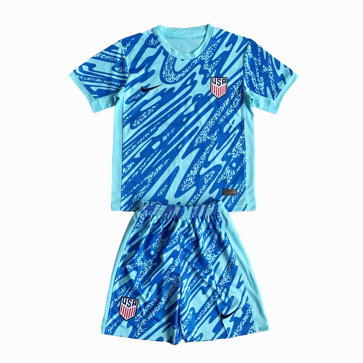 United States USA 2024 Goalkeeper Kids Kit - Lake Blue - Unitedfutballjersey