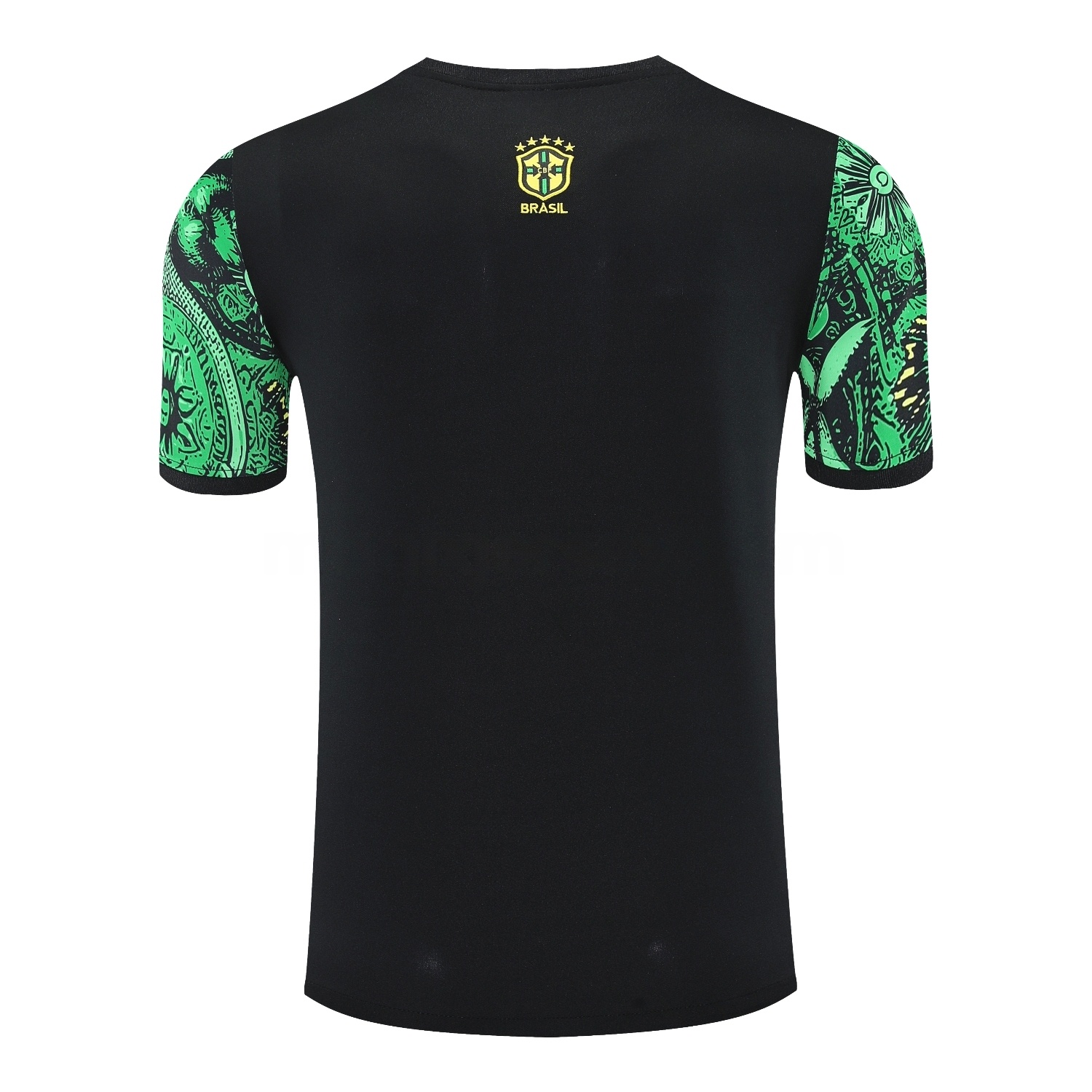 Brazil 25-26 Green Jesus Statue Short-Sleeve Training Set - Green Top & Black Shorts - Unitedfutballjersey