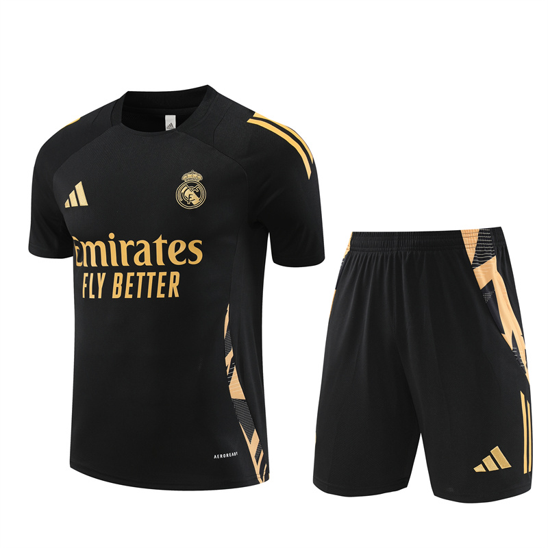 Real Madrid 24-25 Short-Sleeve Training Kids Kit - Black Gold - Unitedfutballjersey