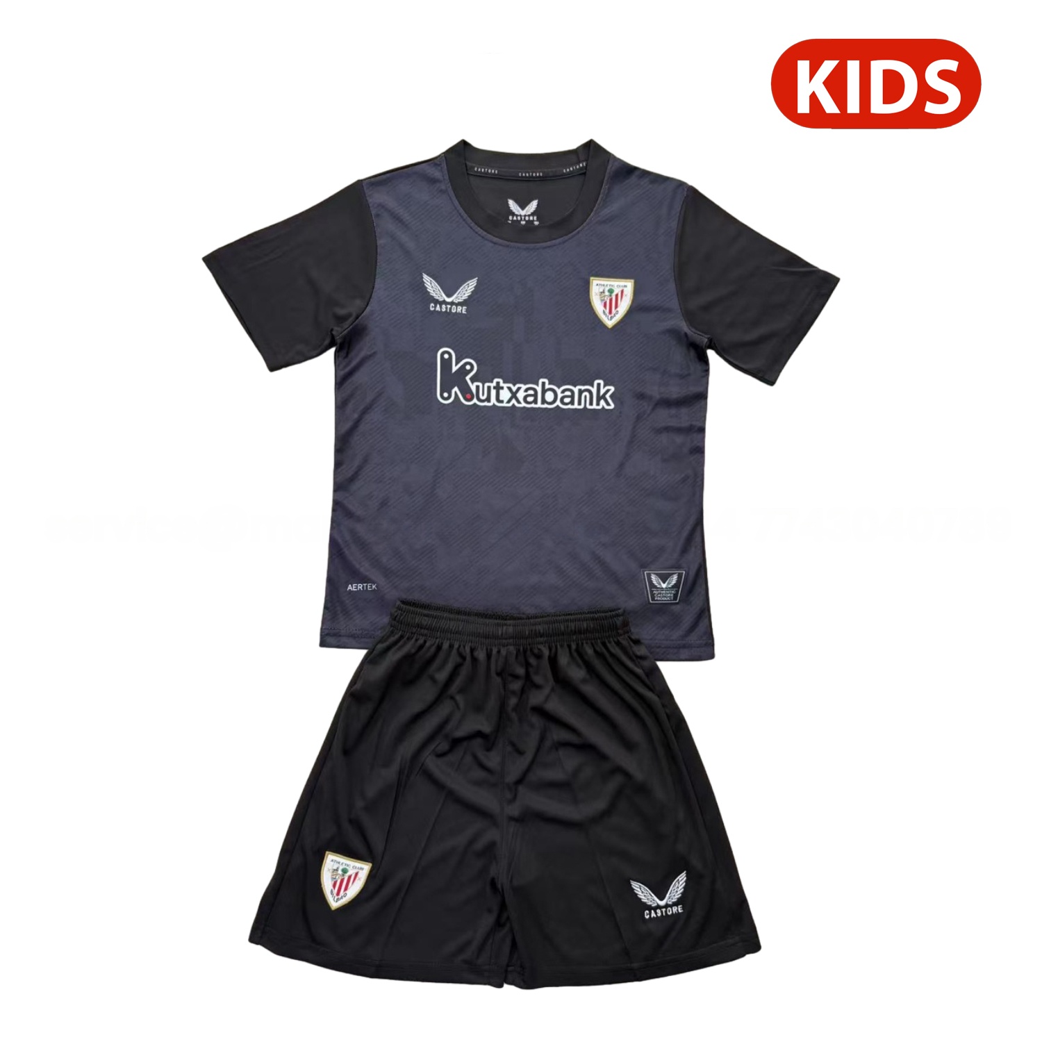 Athletic Bilbao 25-26 Black Goalkeeper Kids Kit - Unitedfutballjersey