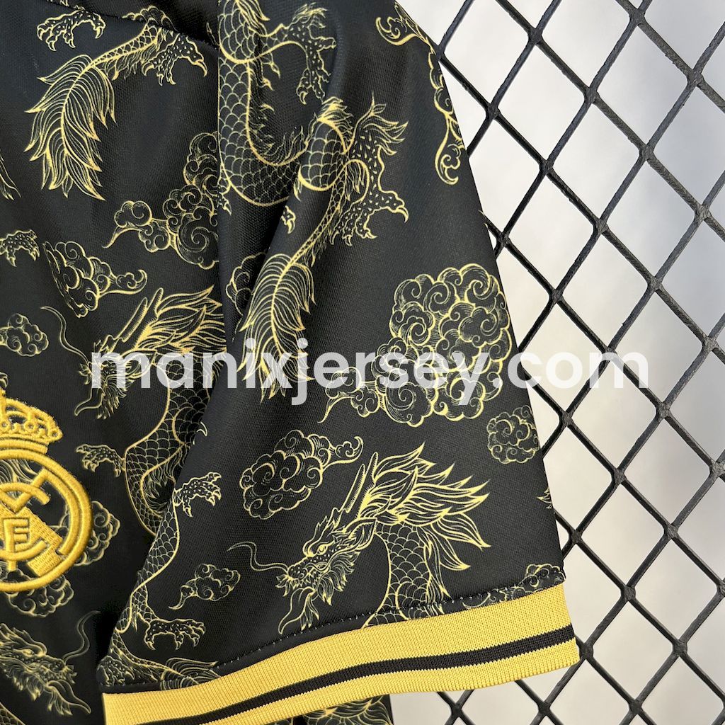 Real Madrid 25-26 Golden Chinese Dragon Pattern Black Jersey - Fans Version - Unitedfutballjersey