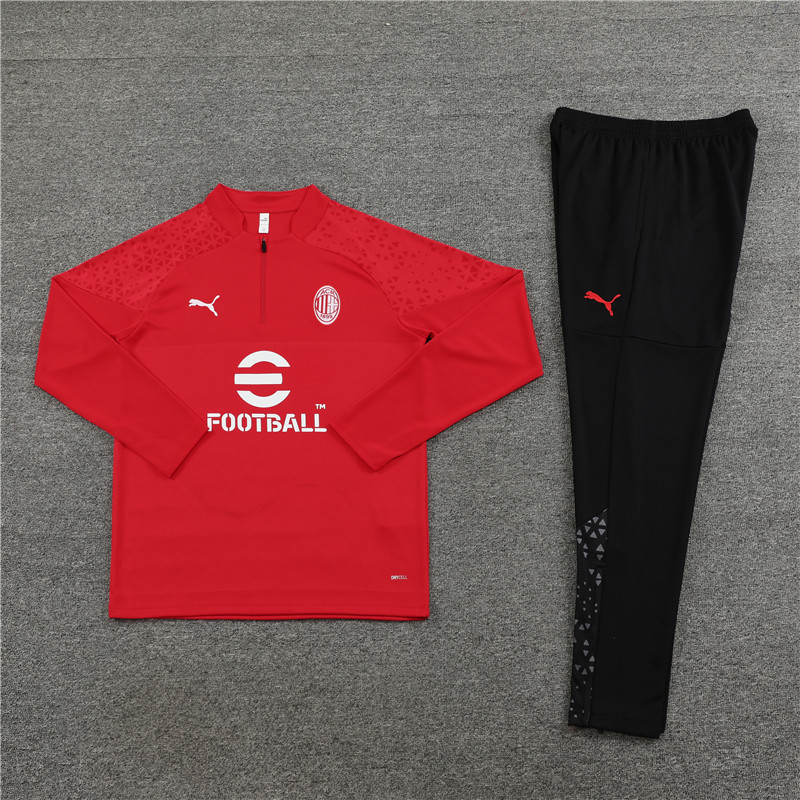 AC Milan 23-24 Long Sleeve Training Set -Red - Unitedfutballjersey