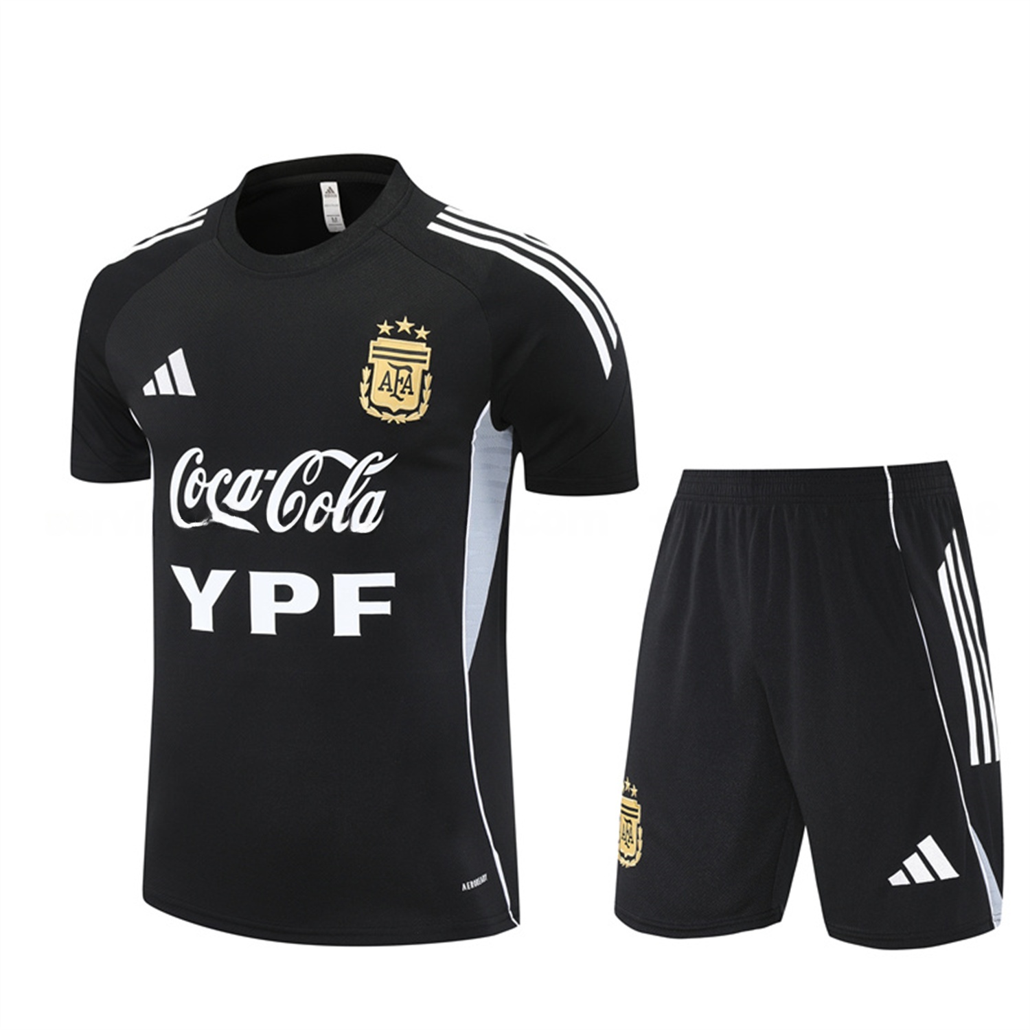 Argentina 25-26 Pre-Match Short-Sleeve Training Set - Black Top & Shorts - Unitedfutballjersey