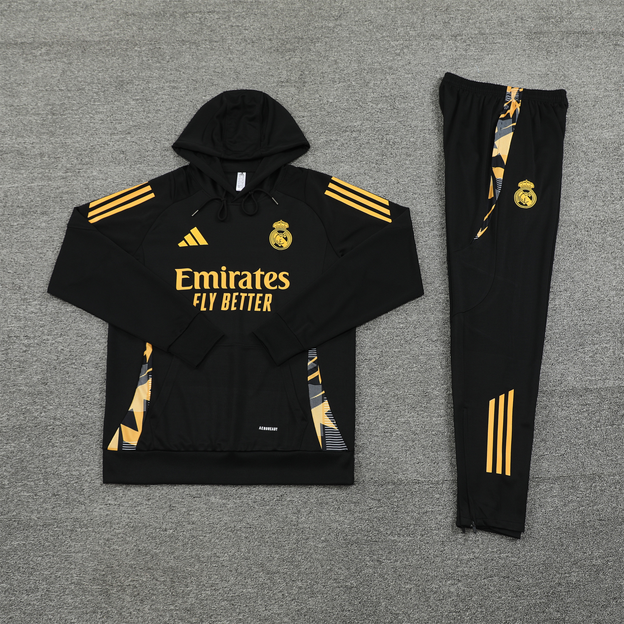 Real Madrid 24-25 Long Sleeve Training Set - Black Gold - Unitedfutballjersey