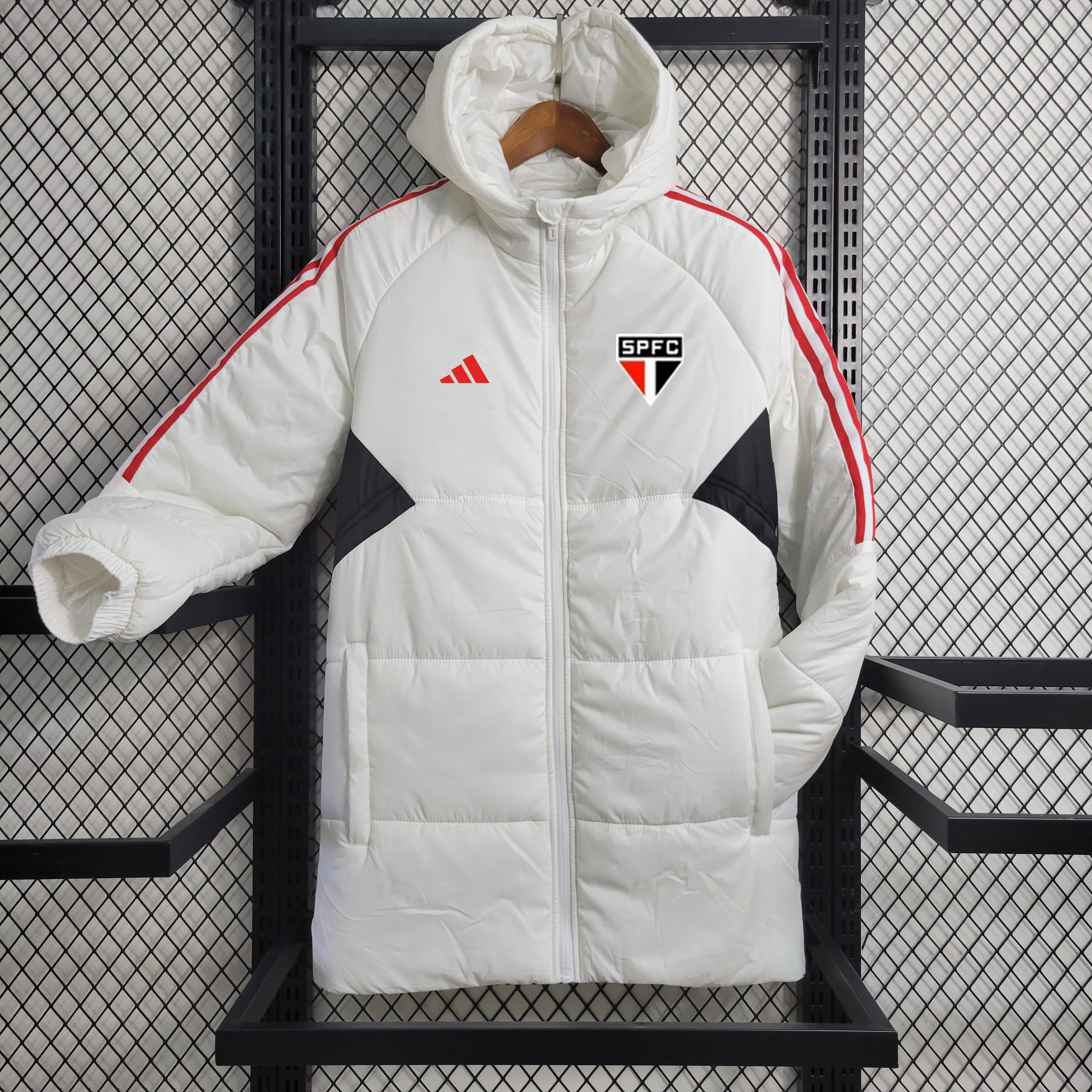Sao Paulo 23-24 Men's Hooded Thermal Cotton Jacket - White - Unitedfutballjersey