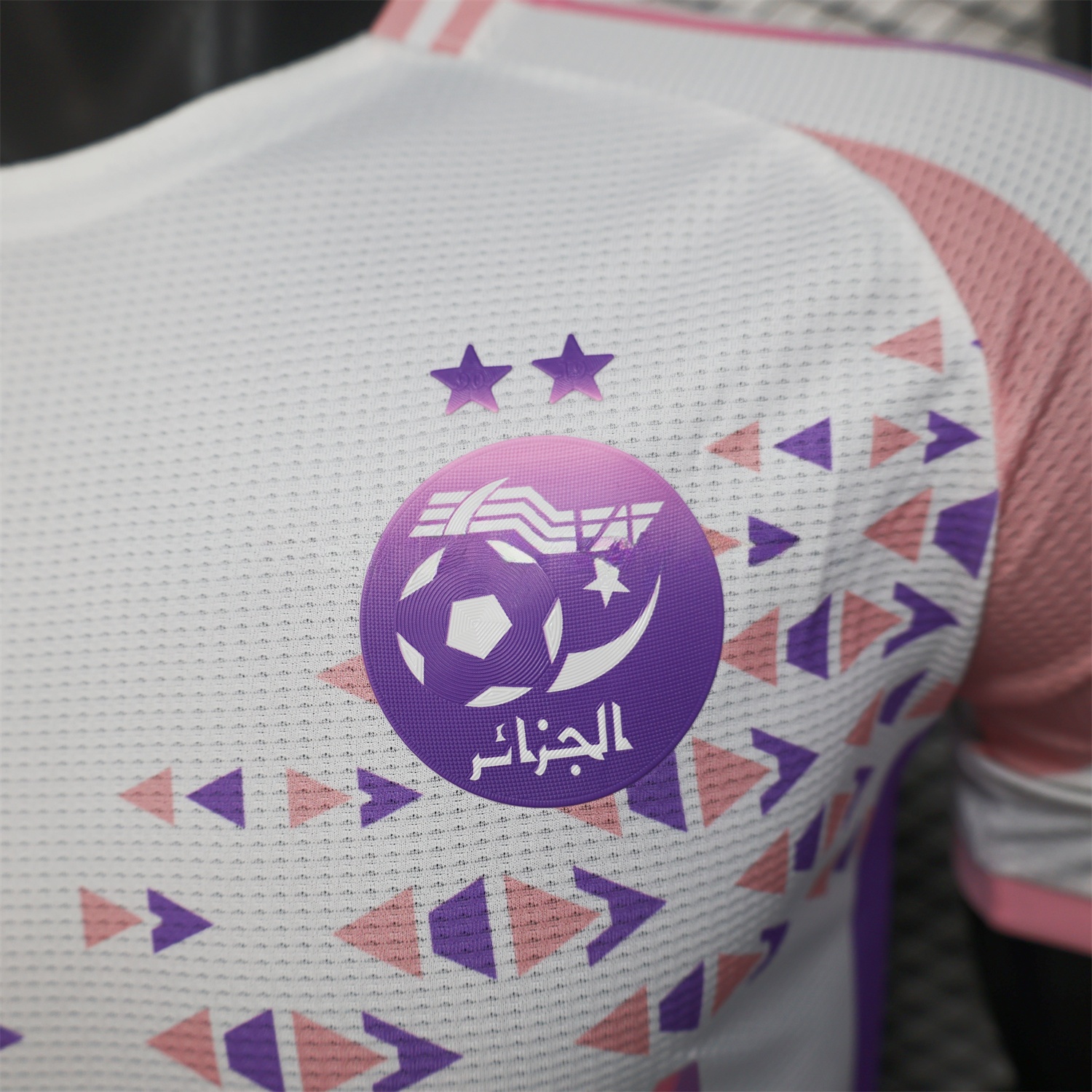 Algeria 25-26 Pink and Purple Triangle Pattern Black Jersey - Player Version - Unitedfutballjersey