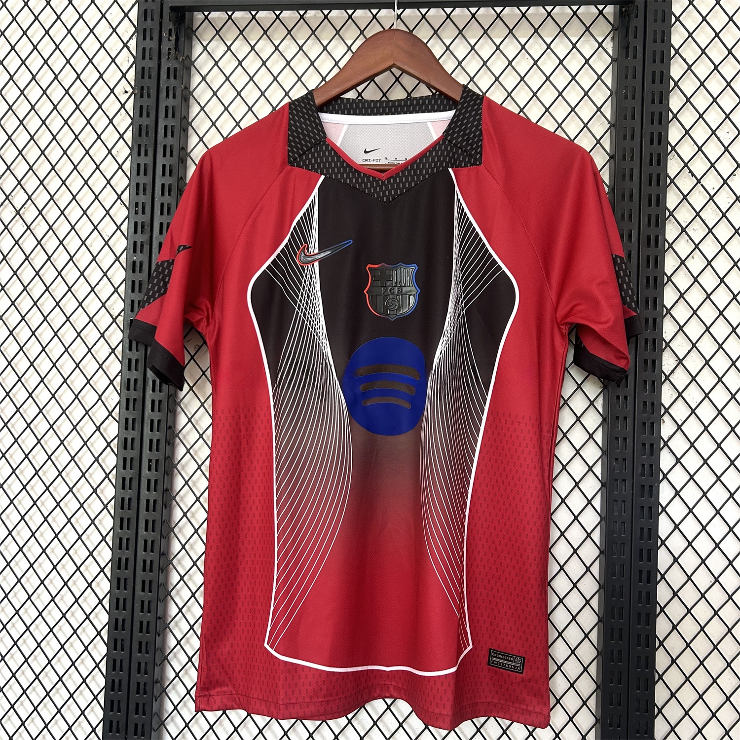 Barcelona 25-26 T90 White Black Lines Red Jersey - Fans Version - Unitedfutballjersey