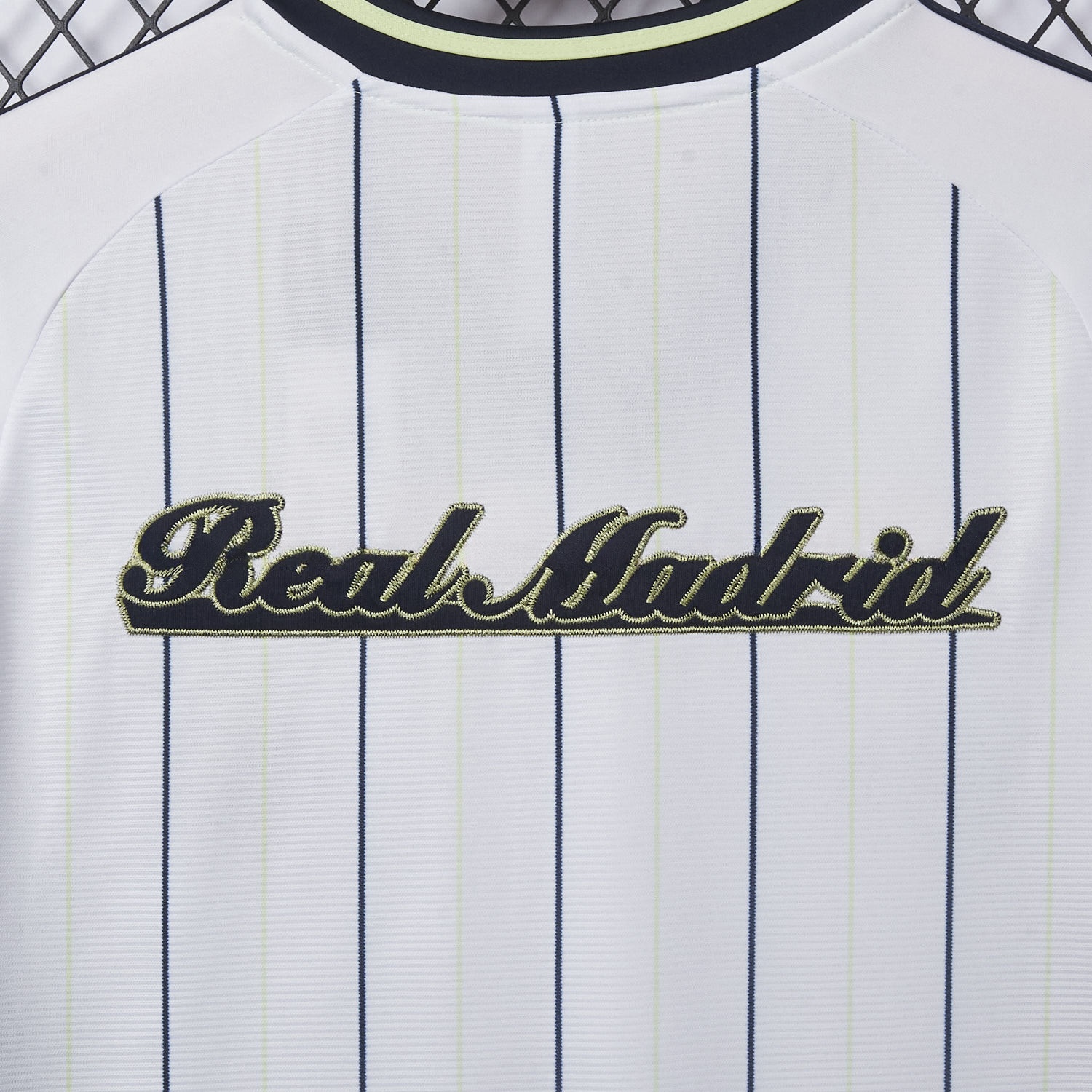 Real Madrid 25-26 White Baseball Jersey with Black Stripes - Unitedfutballjersey