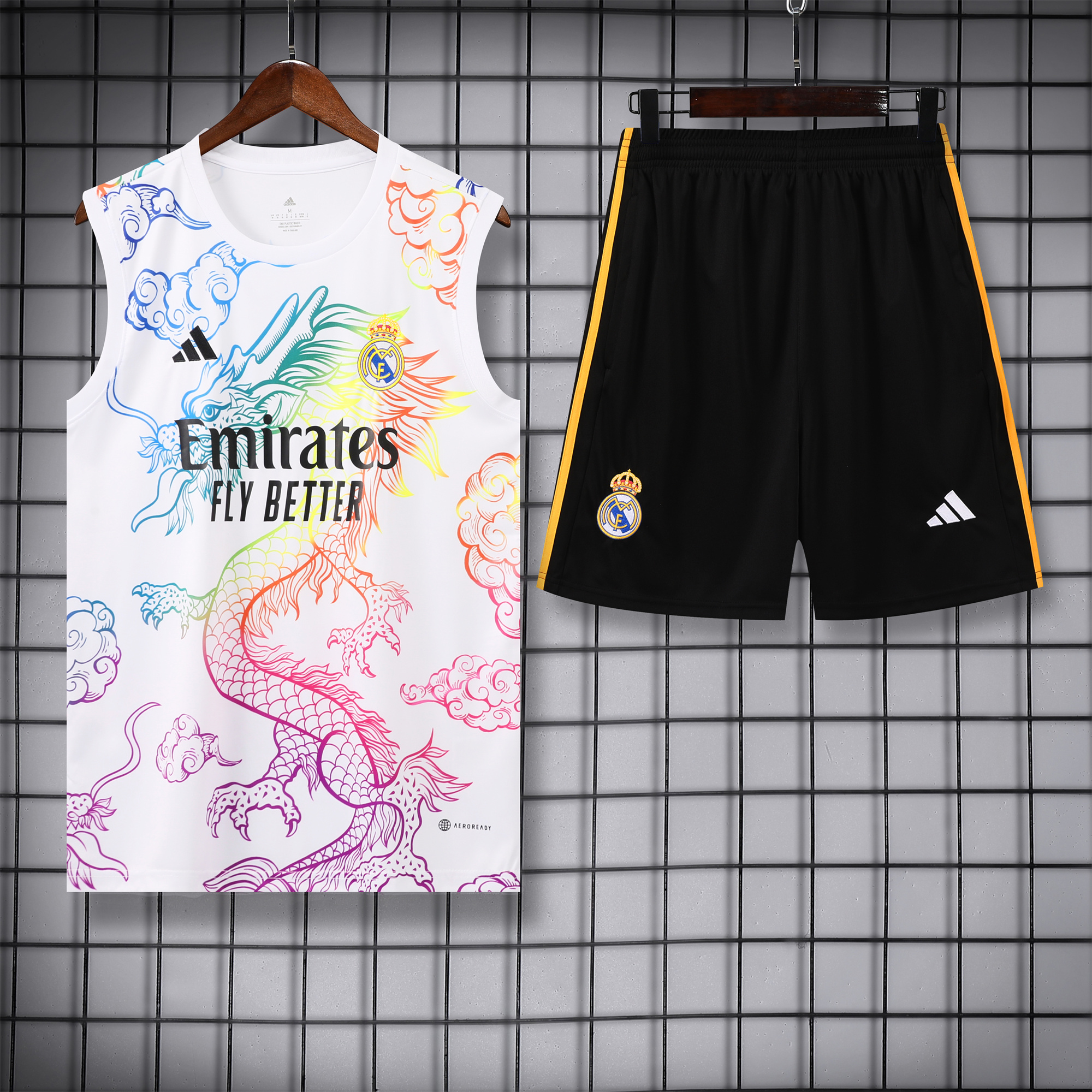 Real Madrid 24-25 Vest Training Set - White Dragon - Unitedfutballjersey