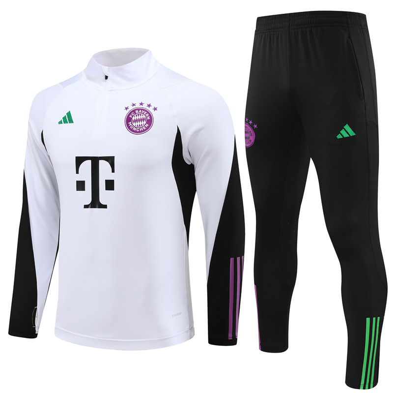Bayern Munich 23-24 Kids Long Sleeve Training Set White - Unitedfutballjersey