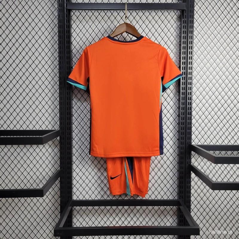 Netherlands 2024 Home Stadium Kids Kit - Unitedfutballjersey