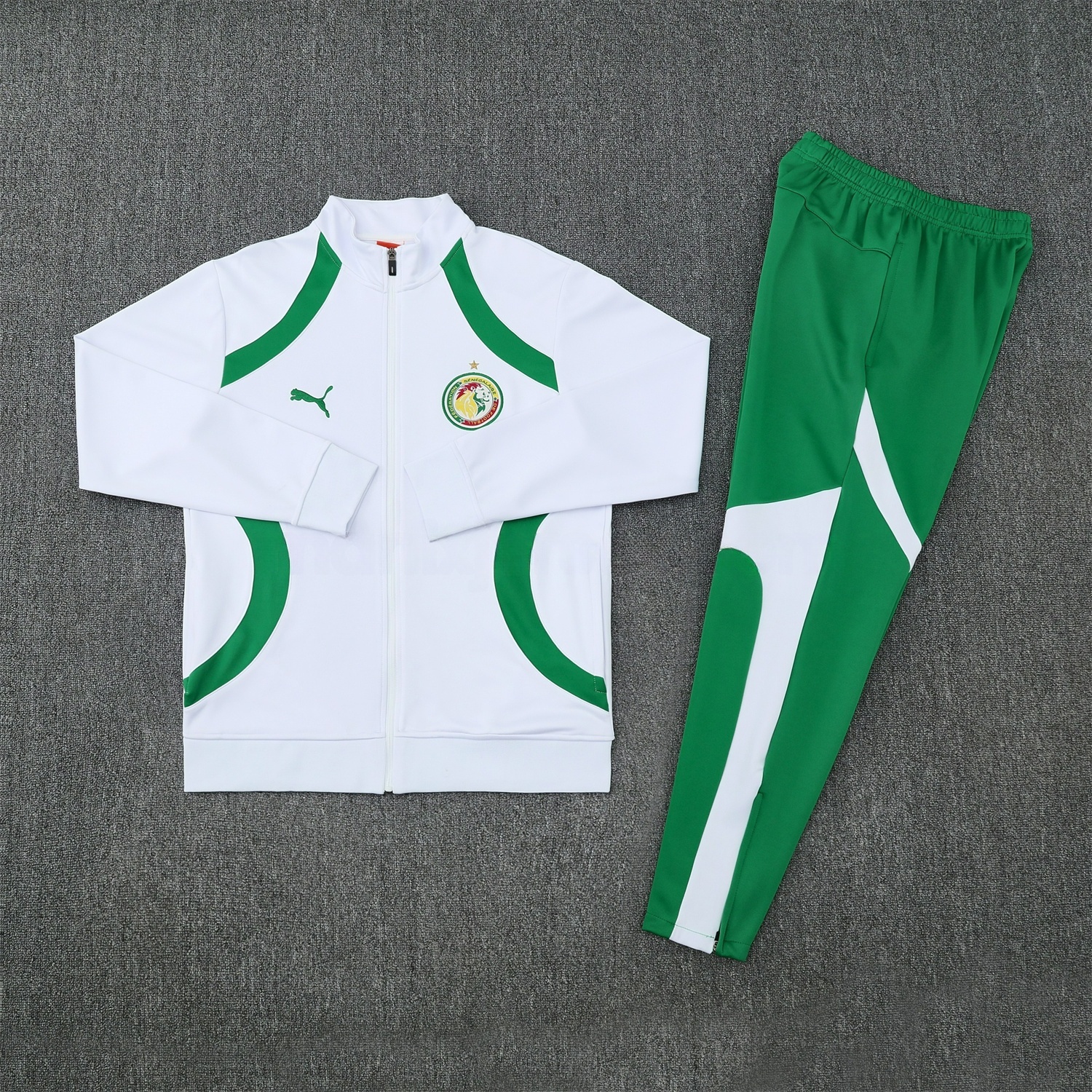 Senegal 25-26 Jacket Training Tracksuit - White Jackets & Green Pants - Unitedfutballjersey