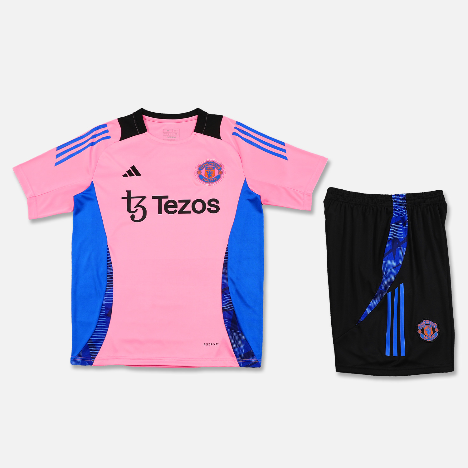Manchester United 24-25 Short-Sleeve Training Set - Pink Top and Black Shorts - Unitedfutballjersey