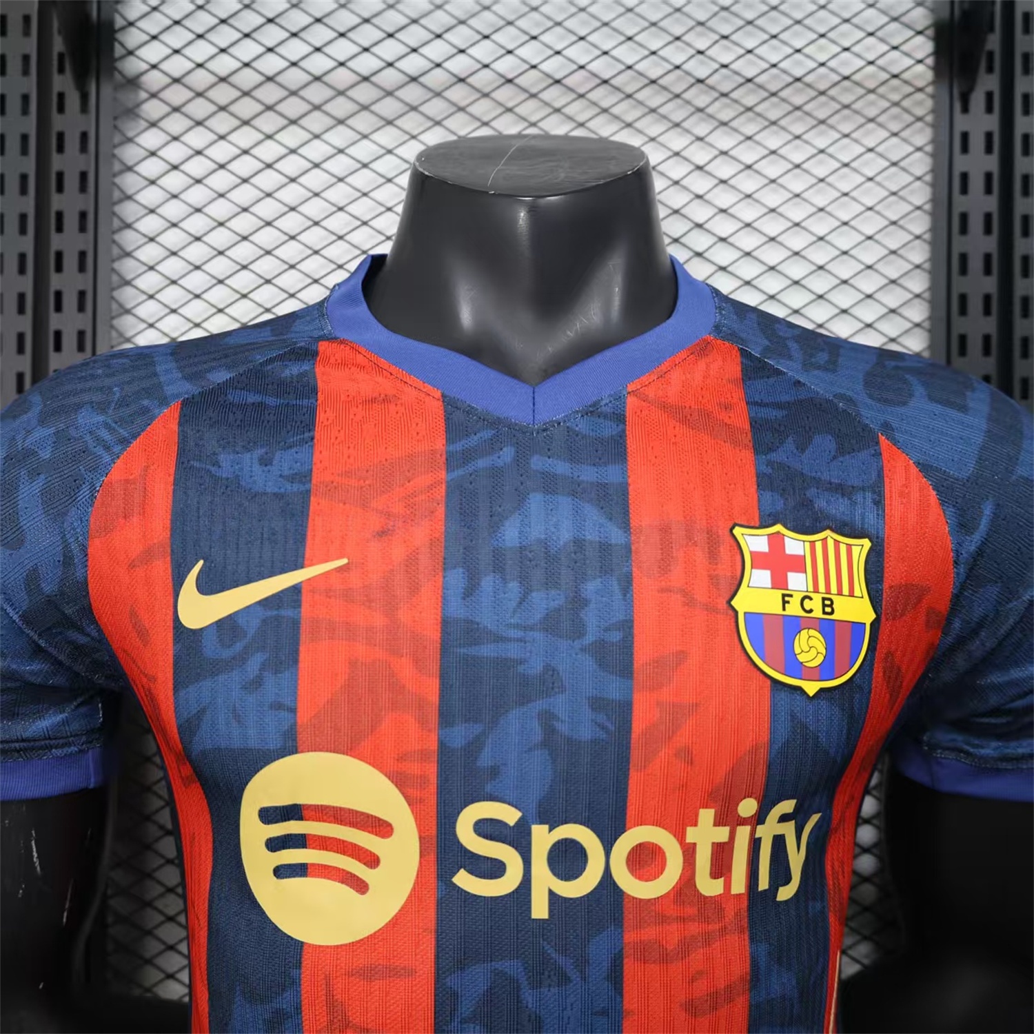 B.A.R.S.A 25-26 Yellow Spotify Logo Red & Blue Lines Special Jersey - Player Version - Unitedfutballjersey