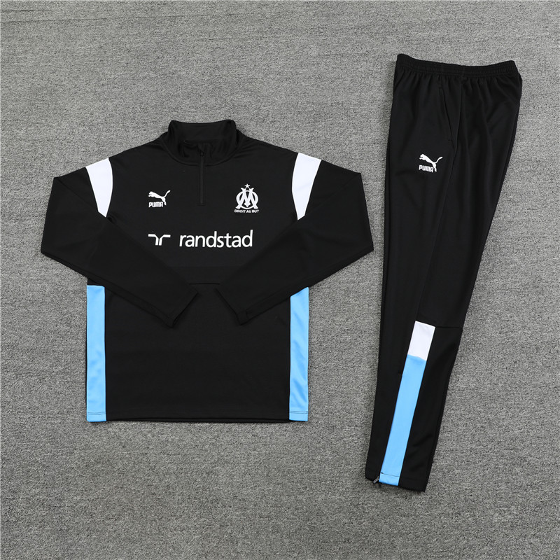 Marseille 23-24 Long Sleeve Training Set -Black and White - Unitedfutballjersey