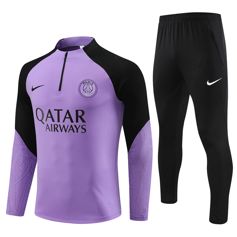Paris Saint-Germain PSG 23-24 Kids Long Sleeve Training Set Purple - Unitedfutballjersey