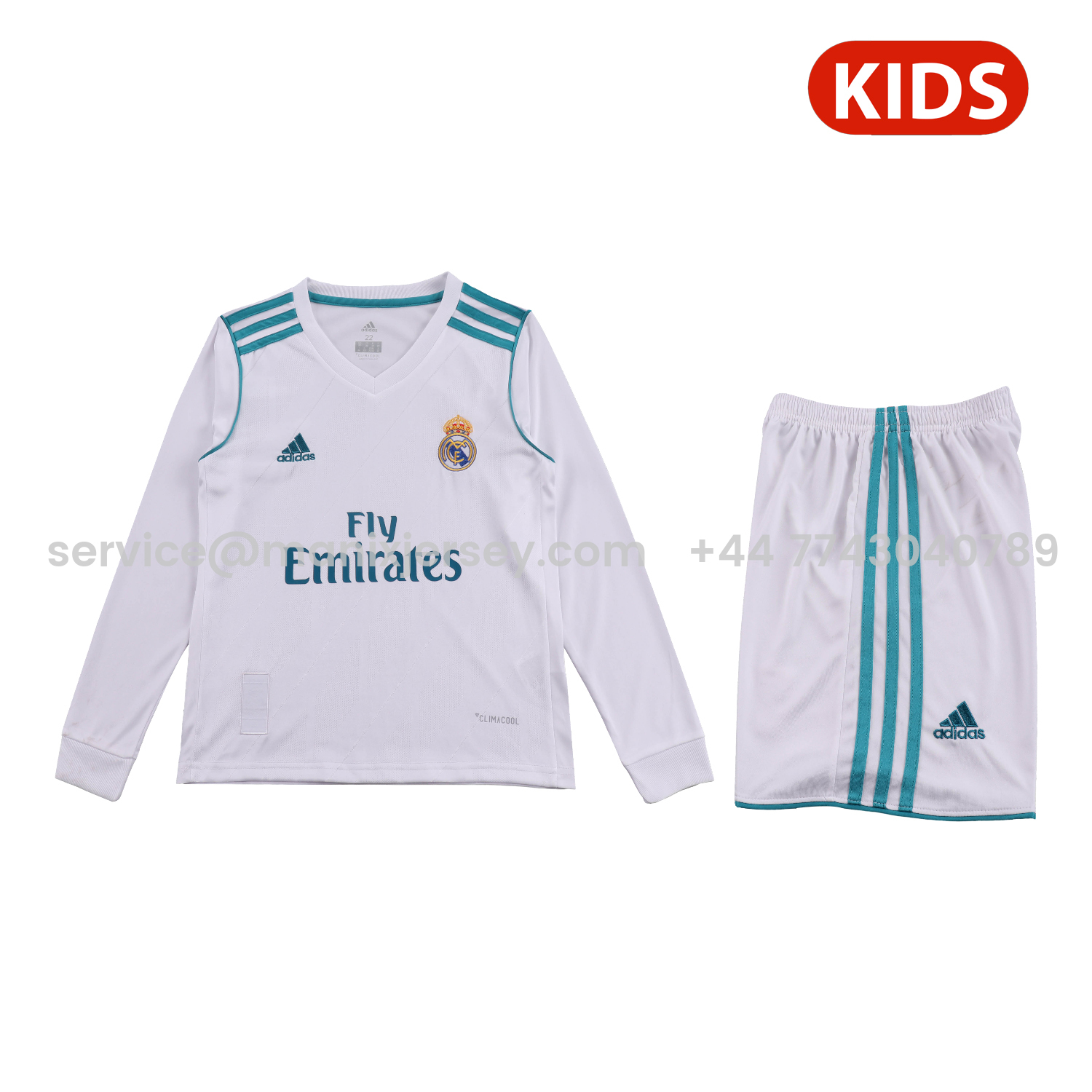 Retro Real Madrid 17-18 Home Long Sleeves Kids Kit - Unitedfutballjersey