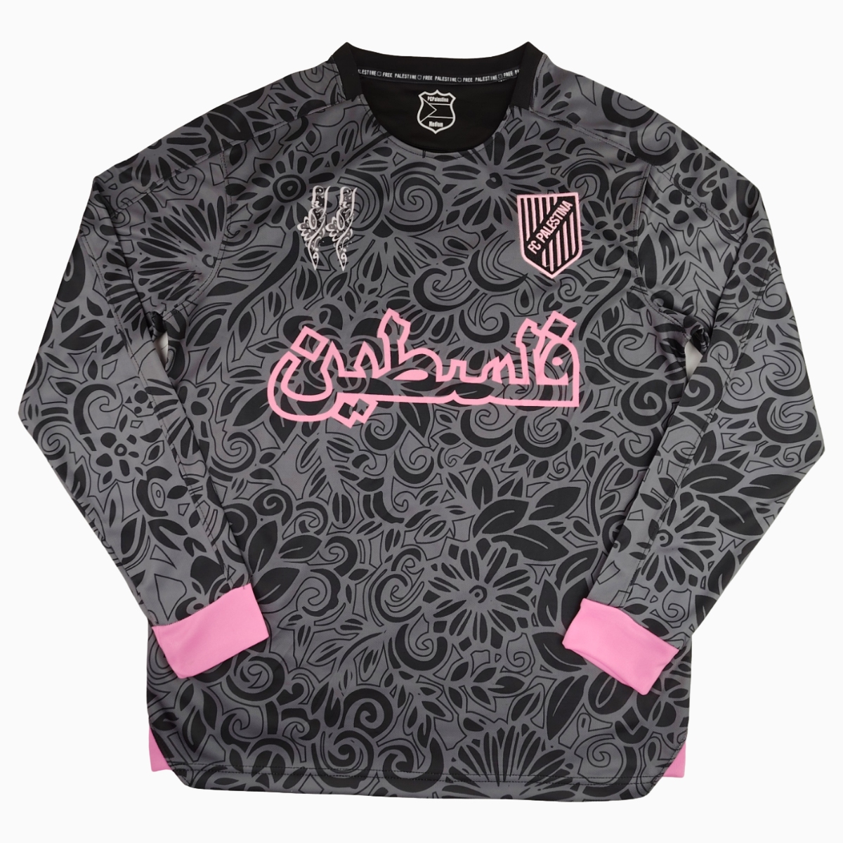 FC Palestina 23-24 Black Patterned Long Sleeve Jersey with Arabic - Unitedfutballjersey