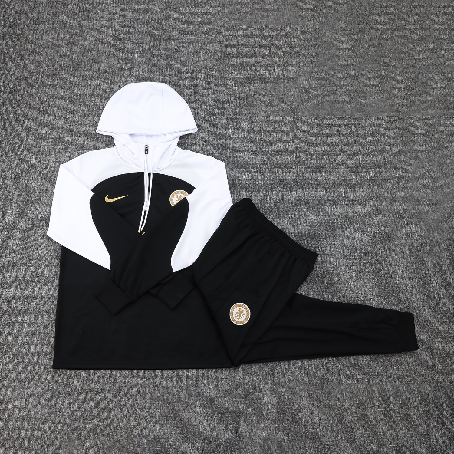 Che 23-24 Men's Training Hoodie + Pants - Black - Unitedfutballjersey