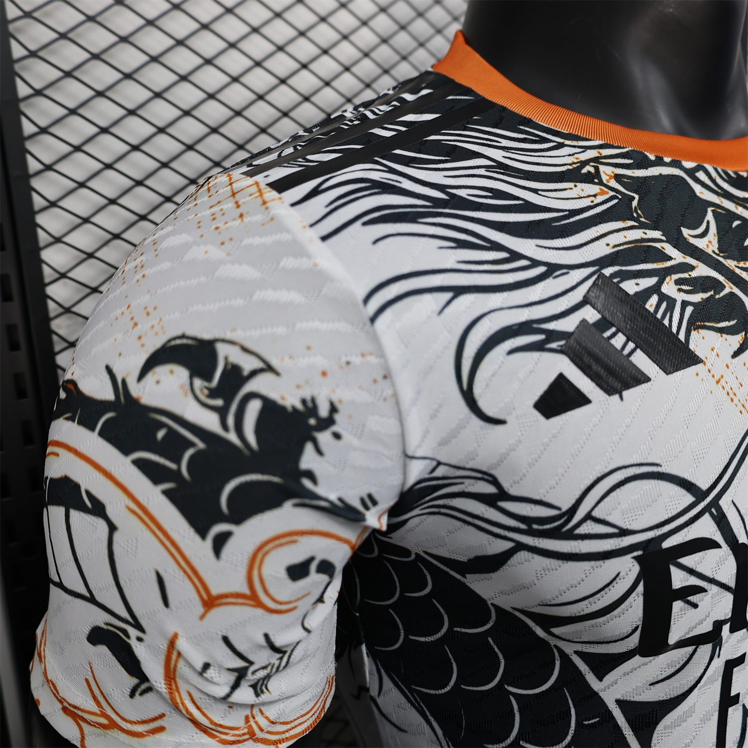 Real Madrid 24-25 Black & Orange Loong White Jersey - Player Version - Unitedfutballjersey