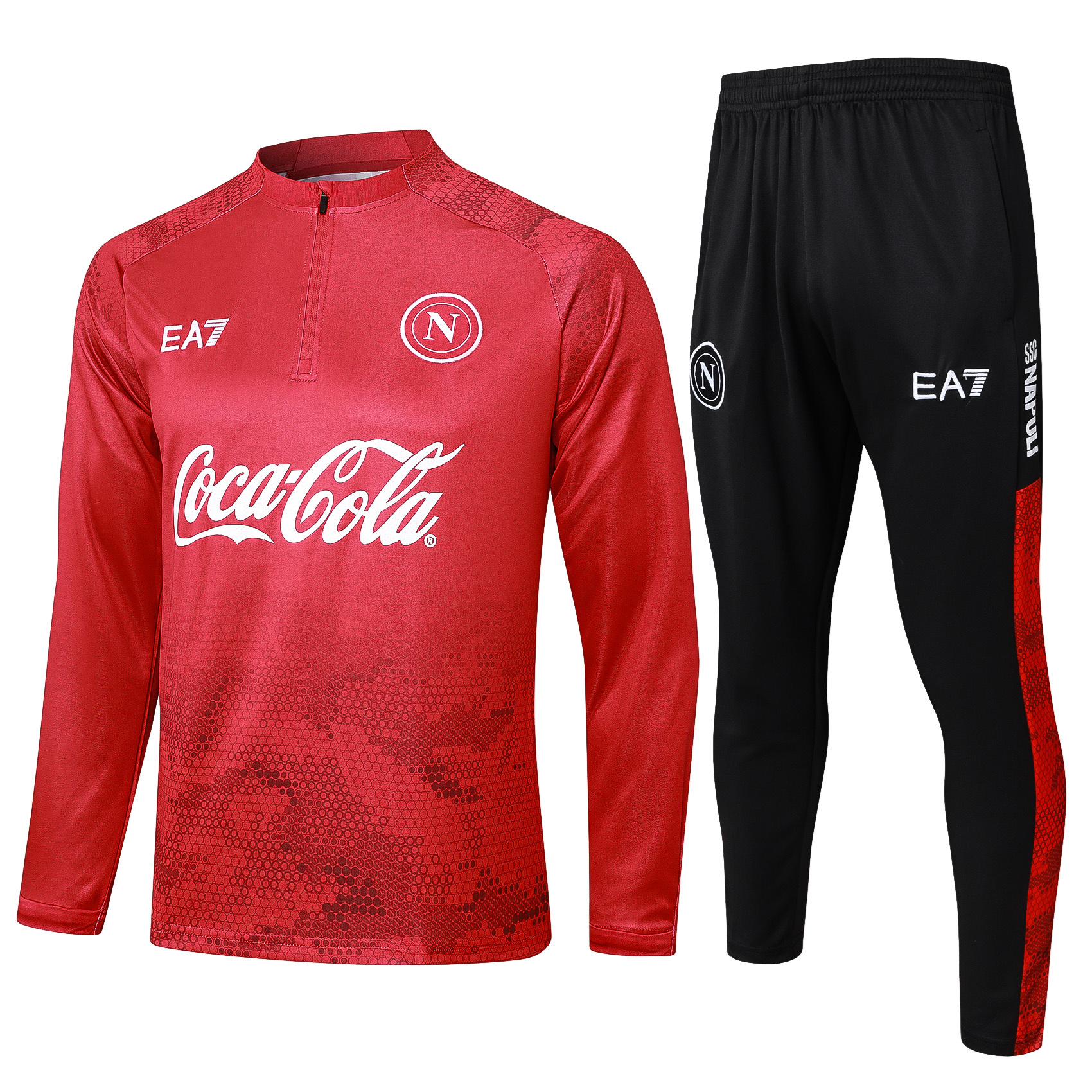 Napoli 24-25 Long Sleeve Training Set - Red Top and Black Pants - Unitedfutballjersey