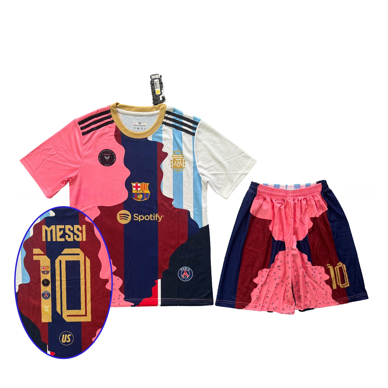 Messi Career Commemorative Men's Adult Jersey Set - Fans Versionwith Messi #10 - Barcelona Argentina Paris Saint-Germain PSG INT M.A.M - Unitedfutballjersey