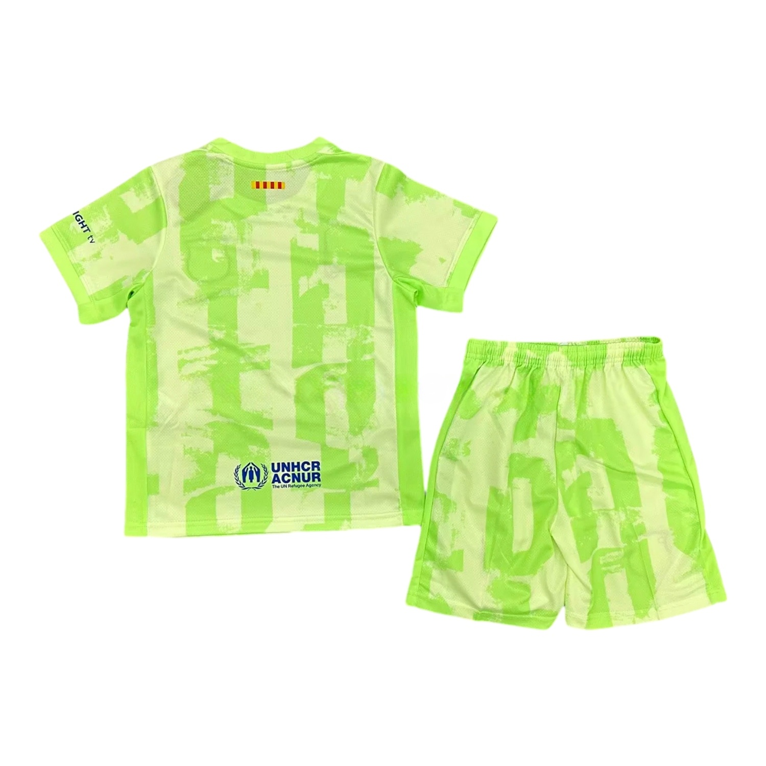 Barcelona x Travis Scott 24-25 Third Green Kids Kit - Unitedfutballjersey