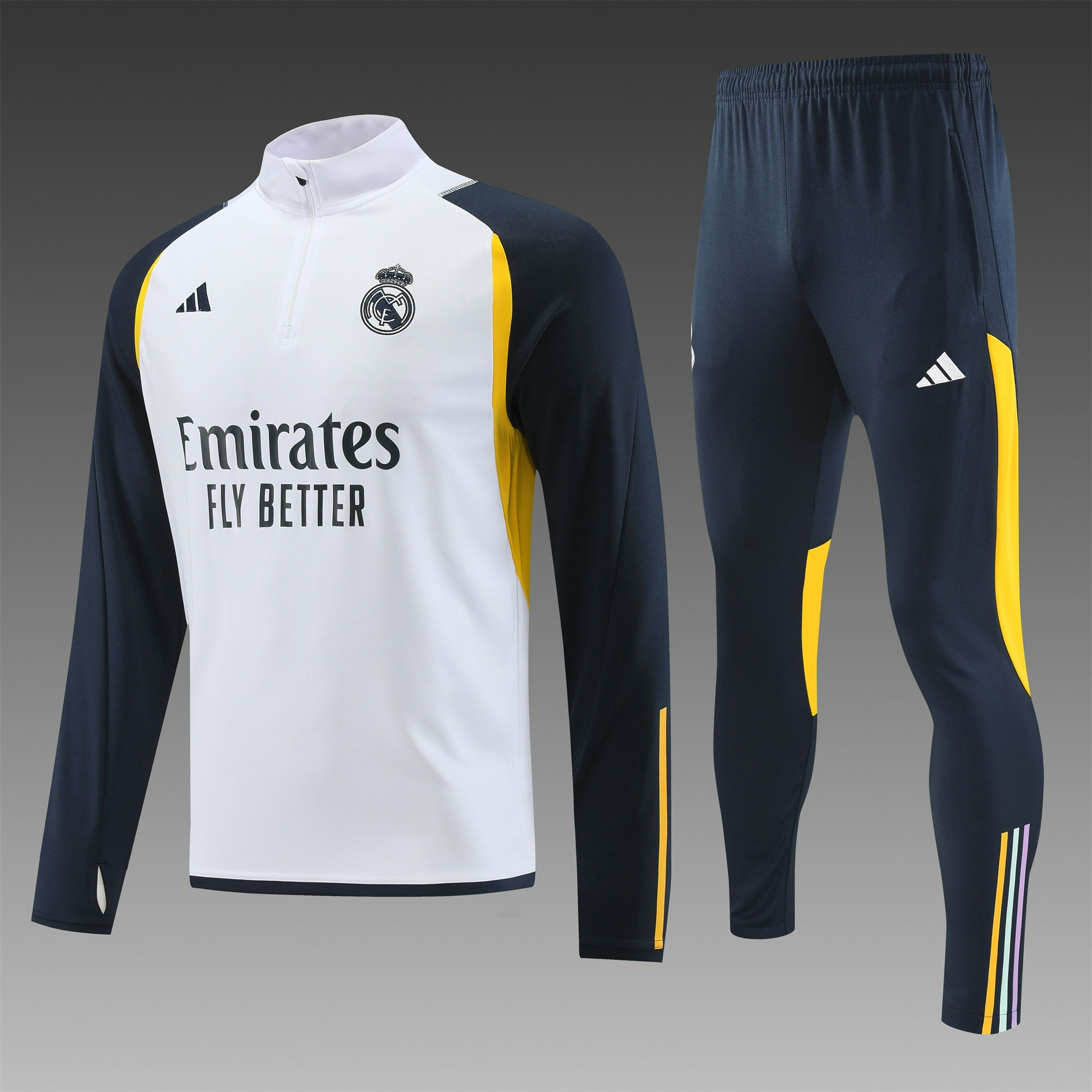 Real Madrid 23-24 Long Sleeve Training Set White - Unitedfutballjersey