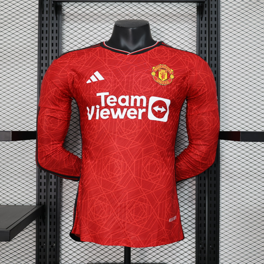 Manchester United 23-24 Home Long Sleeve Jersey - Player Version - Unitedfutballjersey
