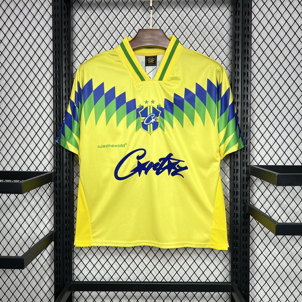 Corteiz x Retro Brazil 1995 Home Jersey - with RTW 18 print - Unitedfutballjersey