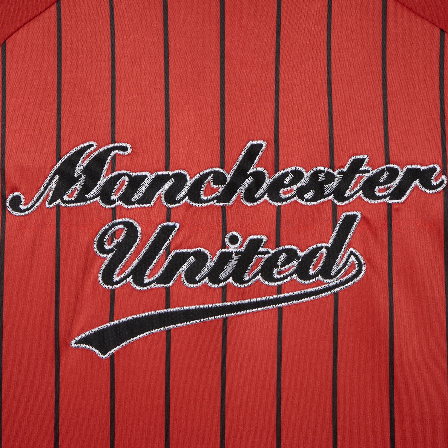 Manchester United 25-26 Red Baseball Jersey with Black Stripes - Unitedfutballjersey