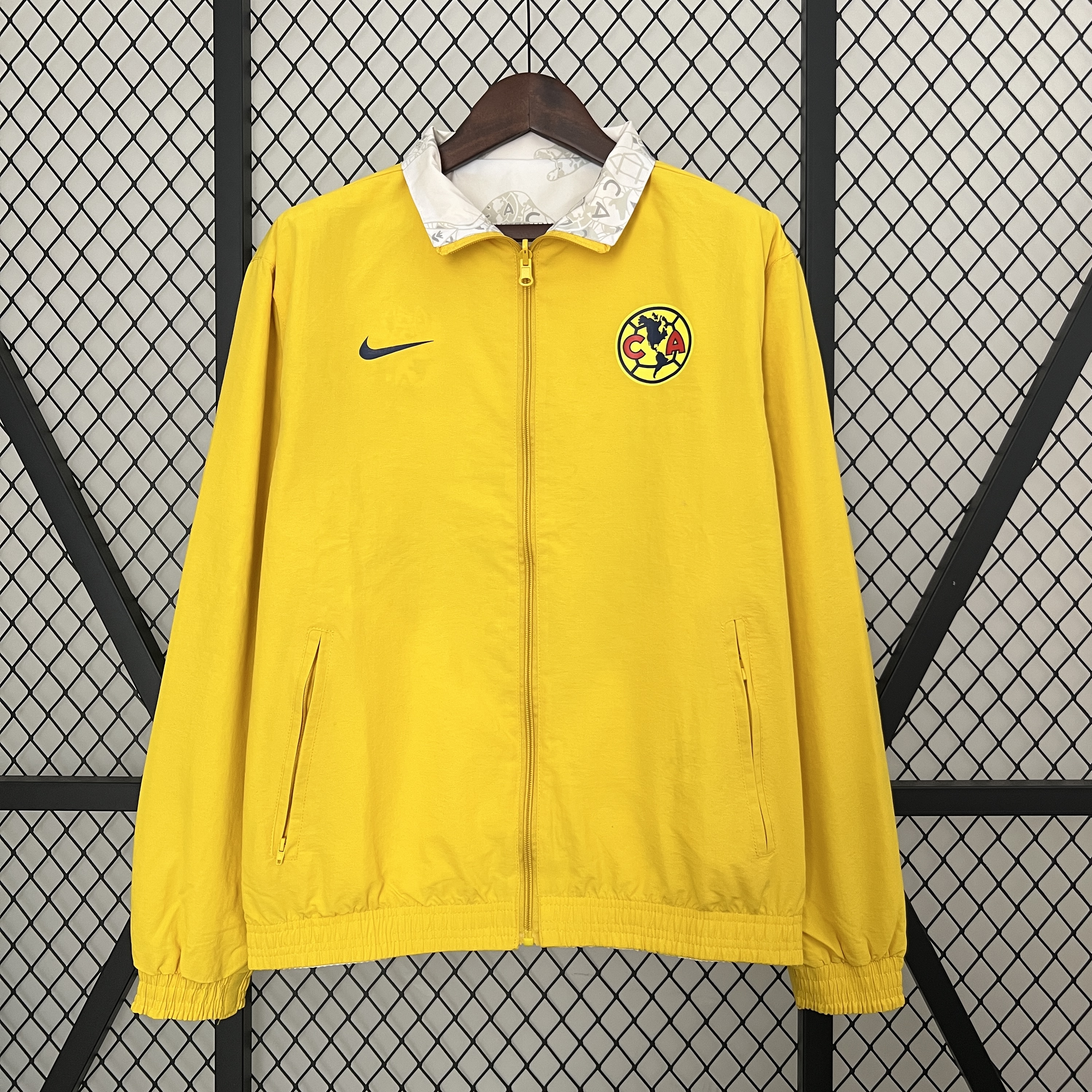 Club América 24-25 Double Sided Reversible Windbreaker - Yellow & White - Unitedfutballjersey