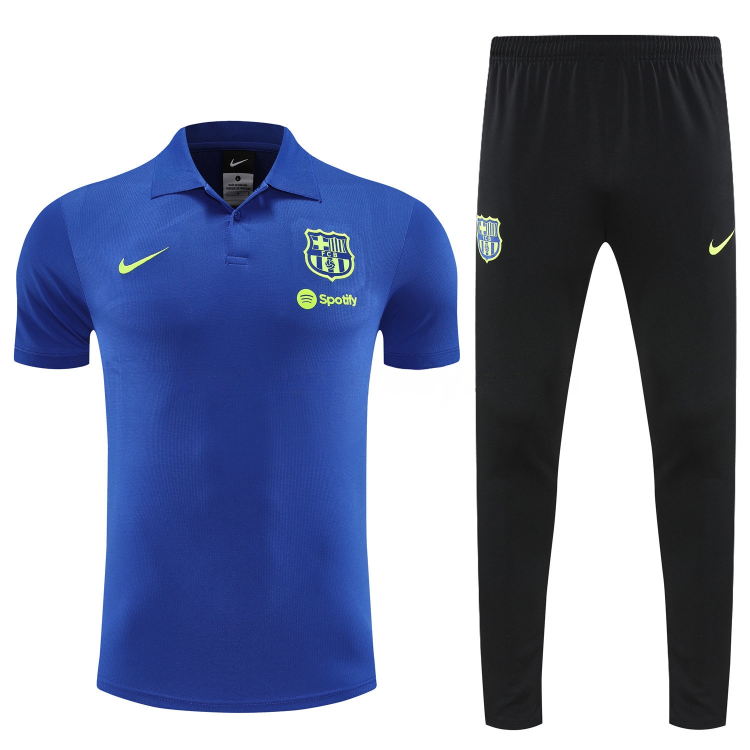 B.A.R.S.A 25-26 POLO Short-Sleeve Training Set - Blue Top and Black Pants - Unitedfutballjersey