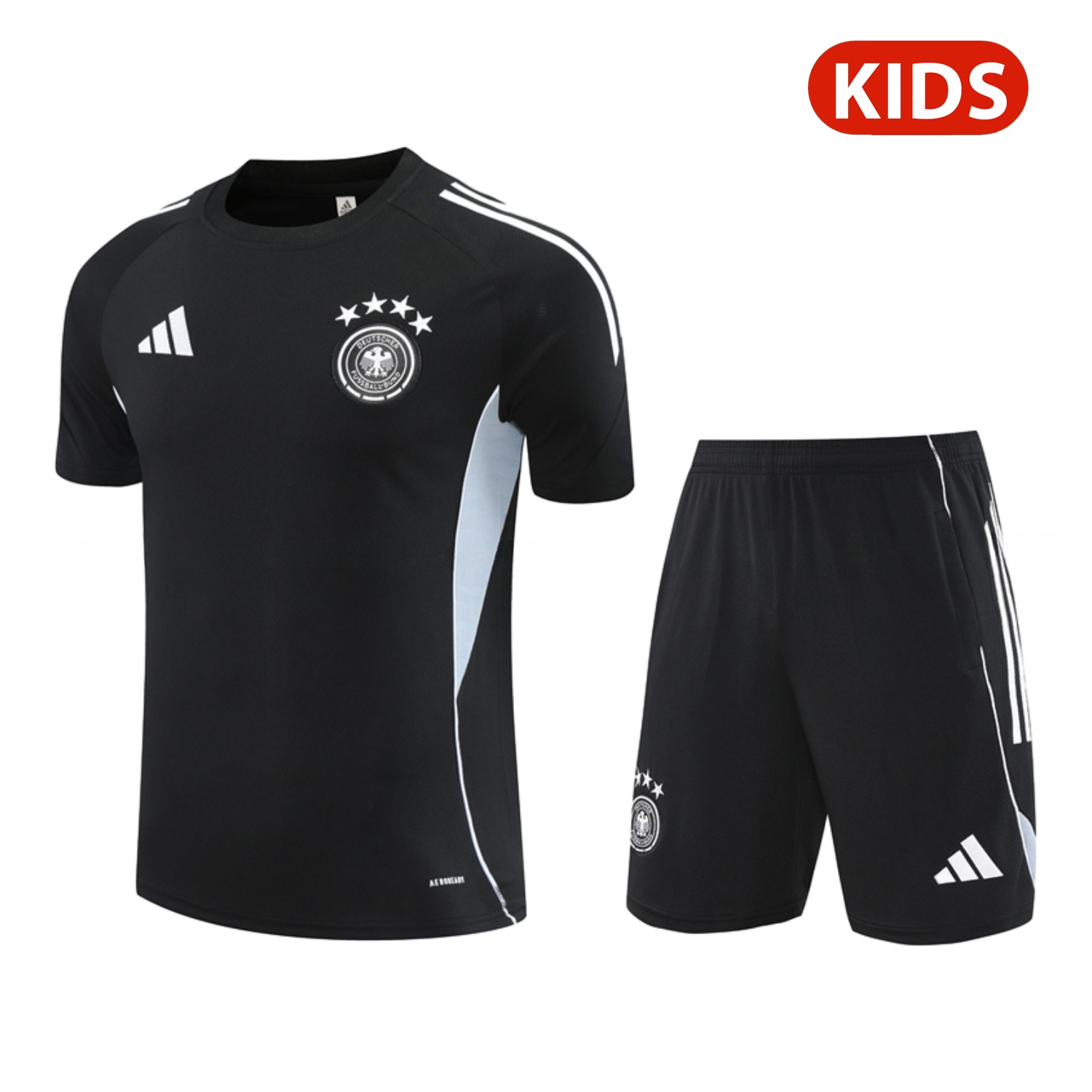 Germany 25-26 Kids Short-Sleeve Training Set - Black Short Sleeve & Black Shorts - Unitedfutballjersey