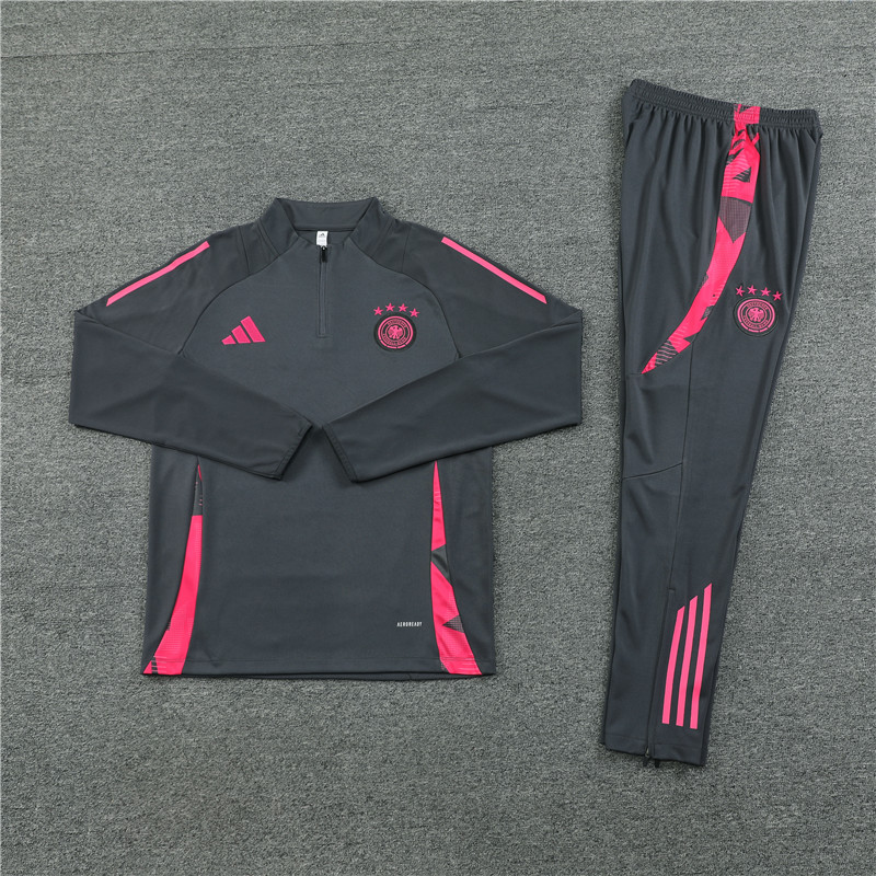 Germany 2024 Long Sleeve Training Set - Dark Gray With Pink - Unitedfutballjersey