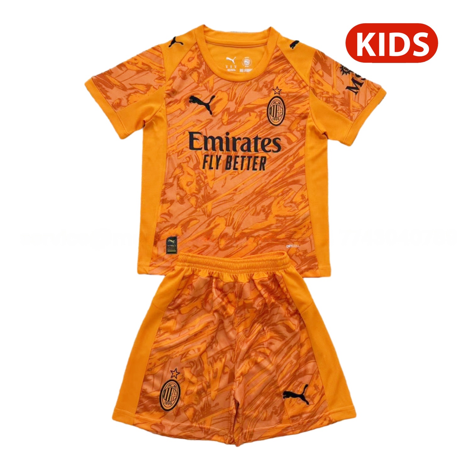 AC Milan 25-26 Orange Goalkeeper Kids Kit - Unitedfutballjersey