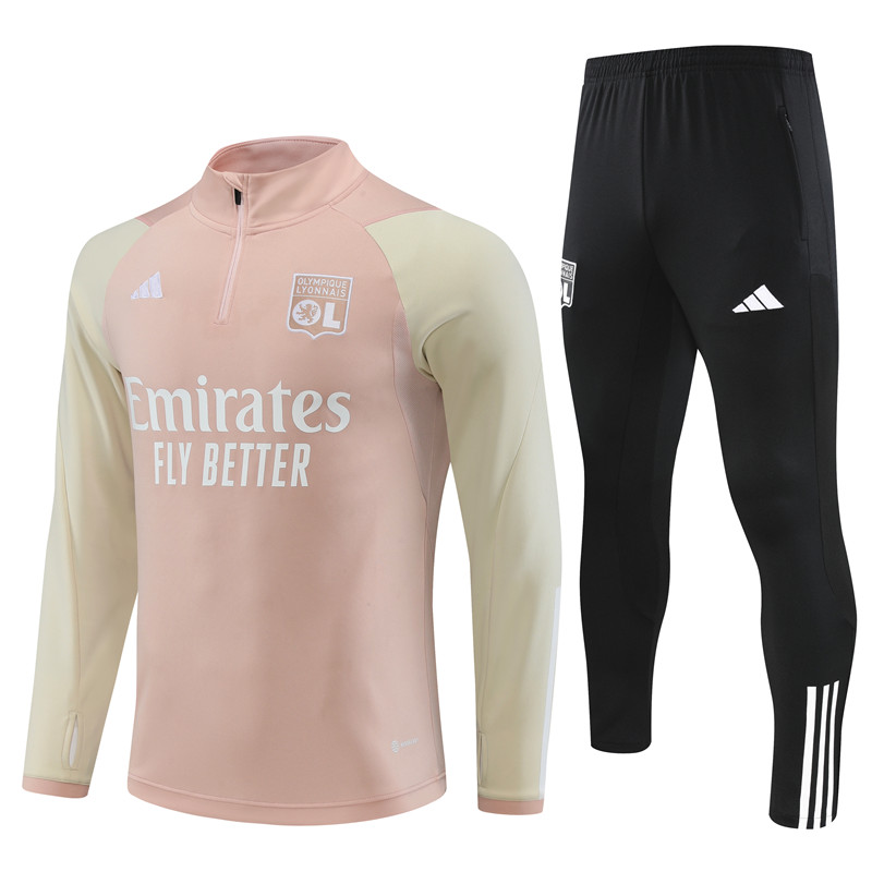 Lyon 23-24 Kids Long Sleeve Training Set Light Pink - Unitedfutballjersey