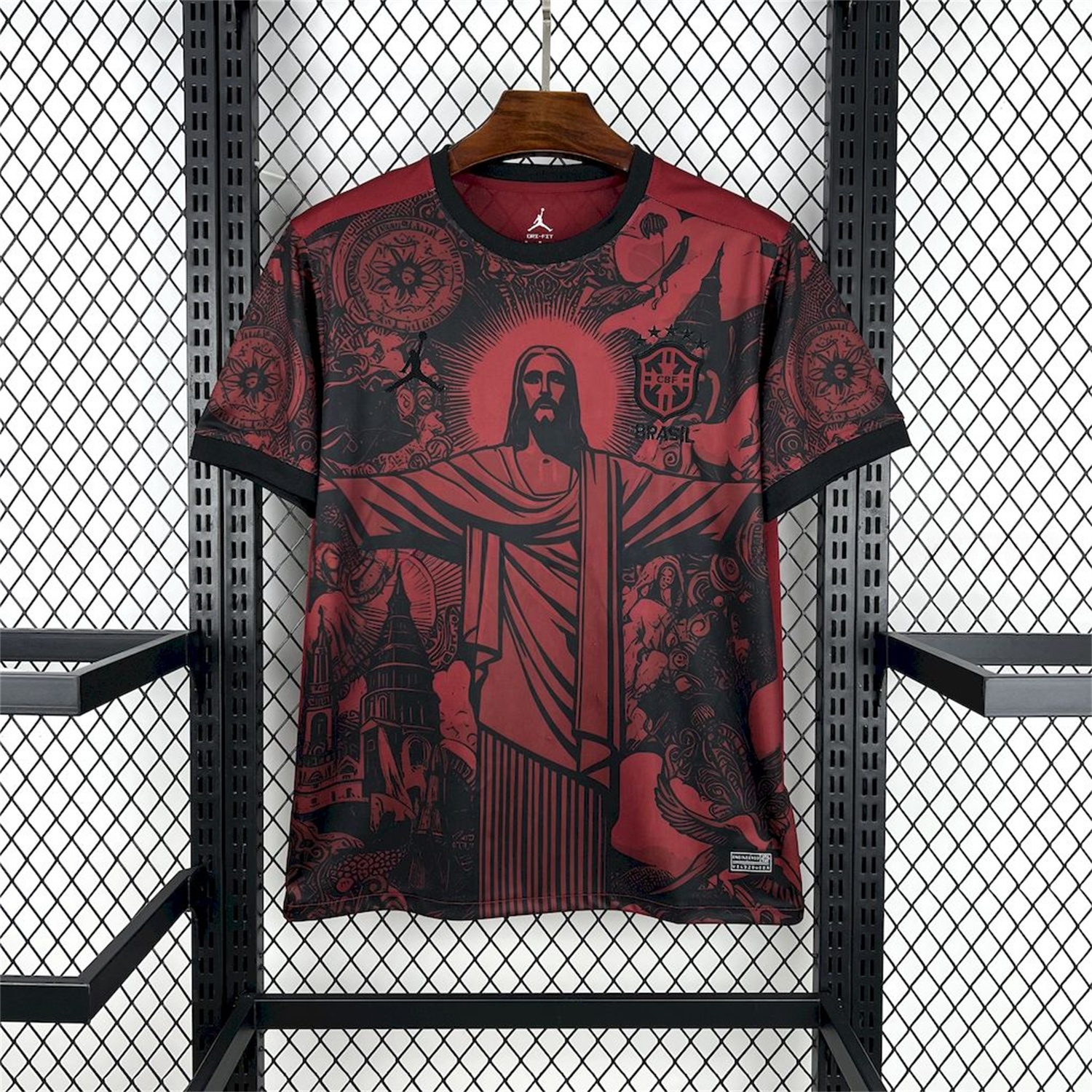 Brazil 25-26 Jordan Black Jesus Statue Red Special Jersey - Fans Version - Unitedfutballjersey