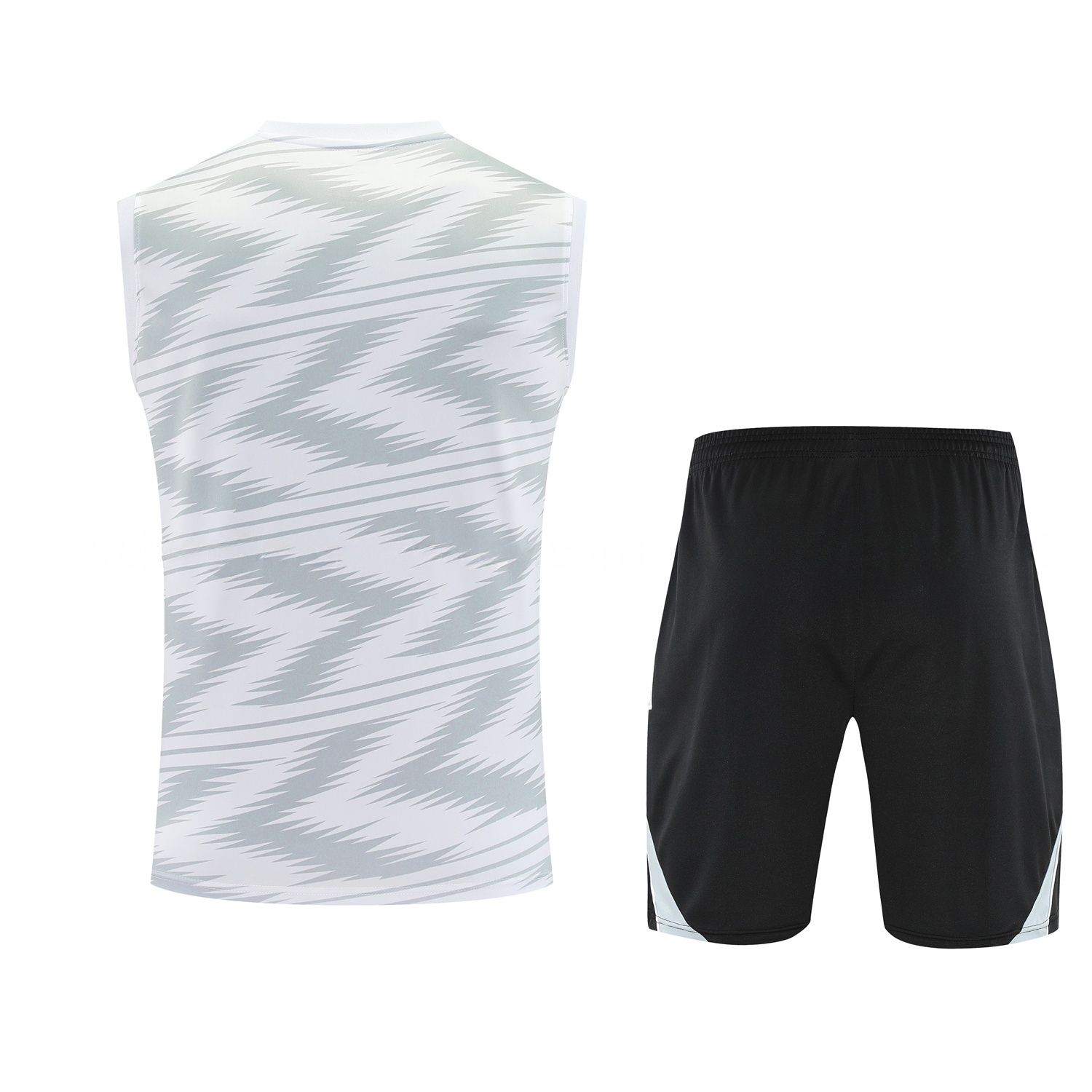 Real Madrid 25-26 Vest Training Set - Grey Arrow Pattern Vest & Black Shorts - Unitedfutballjersey