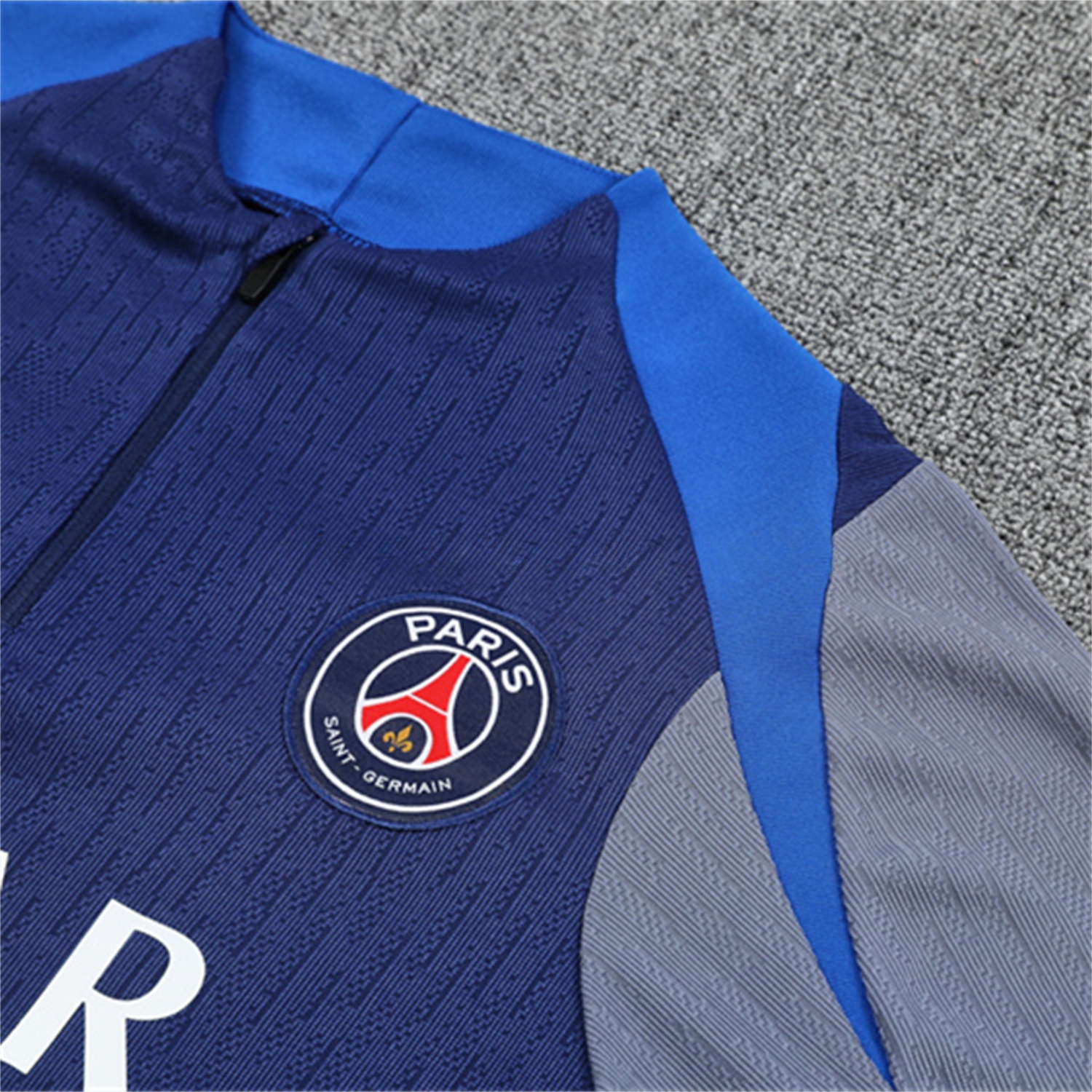 Paris Saint-Germain PSG 25-26 Kid Long Sleeves Training Set - Royal Blue Gray Sleeves Top & Royal Blue Pants - Unitedfutballjersey