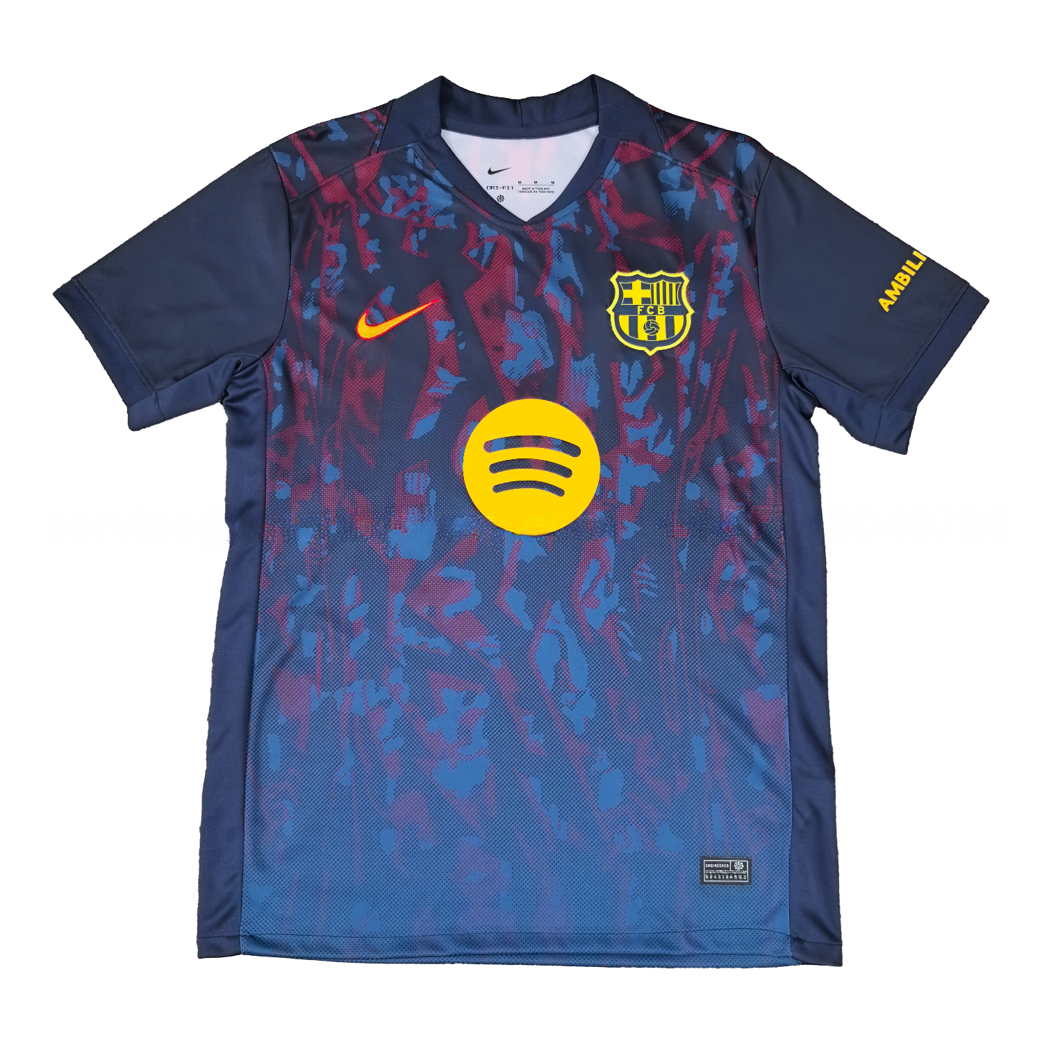 Barcelona 25-26 Deep Blue Training Jersey with Red and Blue Tree Pattern - Fans Version - Unitedfutballjersey