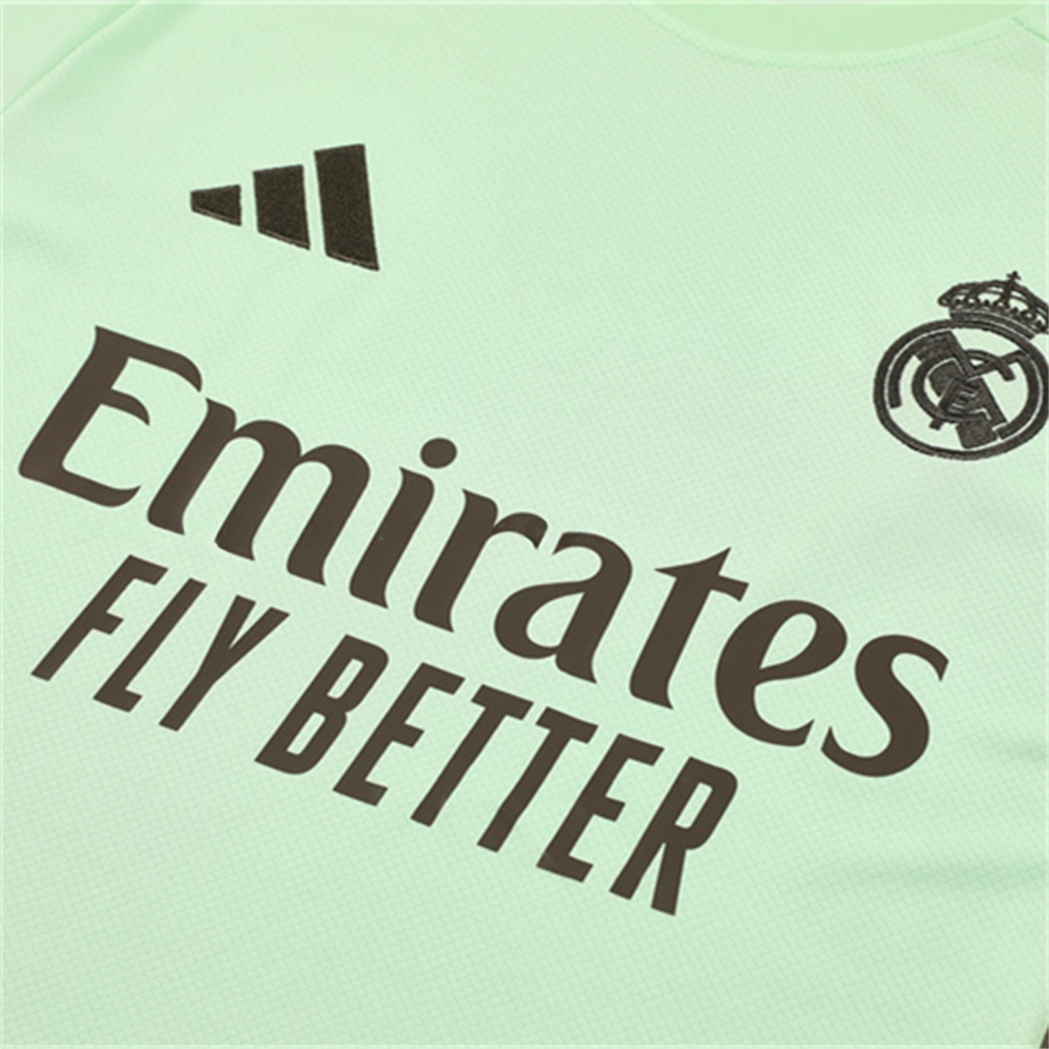 Real Madrid 25-26 Kids Short-Sleeve Training Set - Light Green Top and Dark Khaki Shorts - Unitedfutballjersey