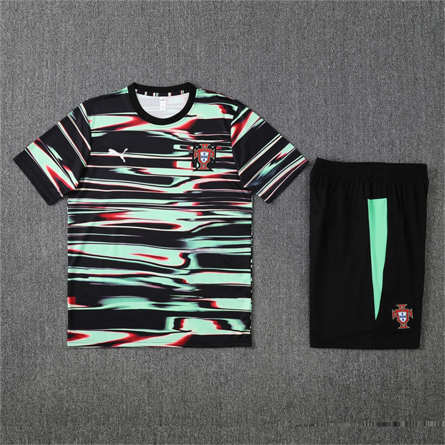 Portugal 25-26 Short-Sleeve Training Set - Camouflage top & Black Shorts - Unitedfutballjersey