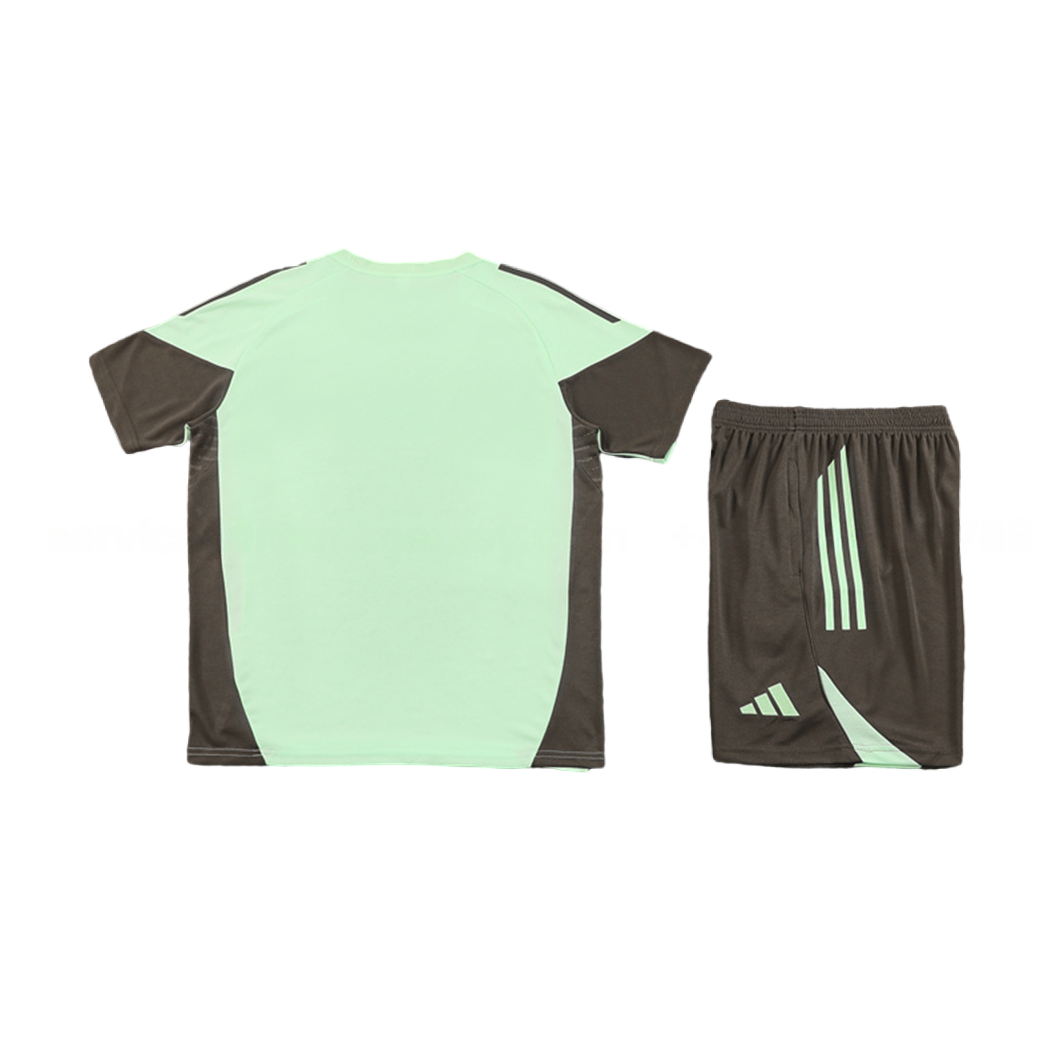 Real Madrid 25-26 Short-Sleeve Training Set - Light Green Top and Dark Khaki Shorts - Unitedfutballjersey