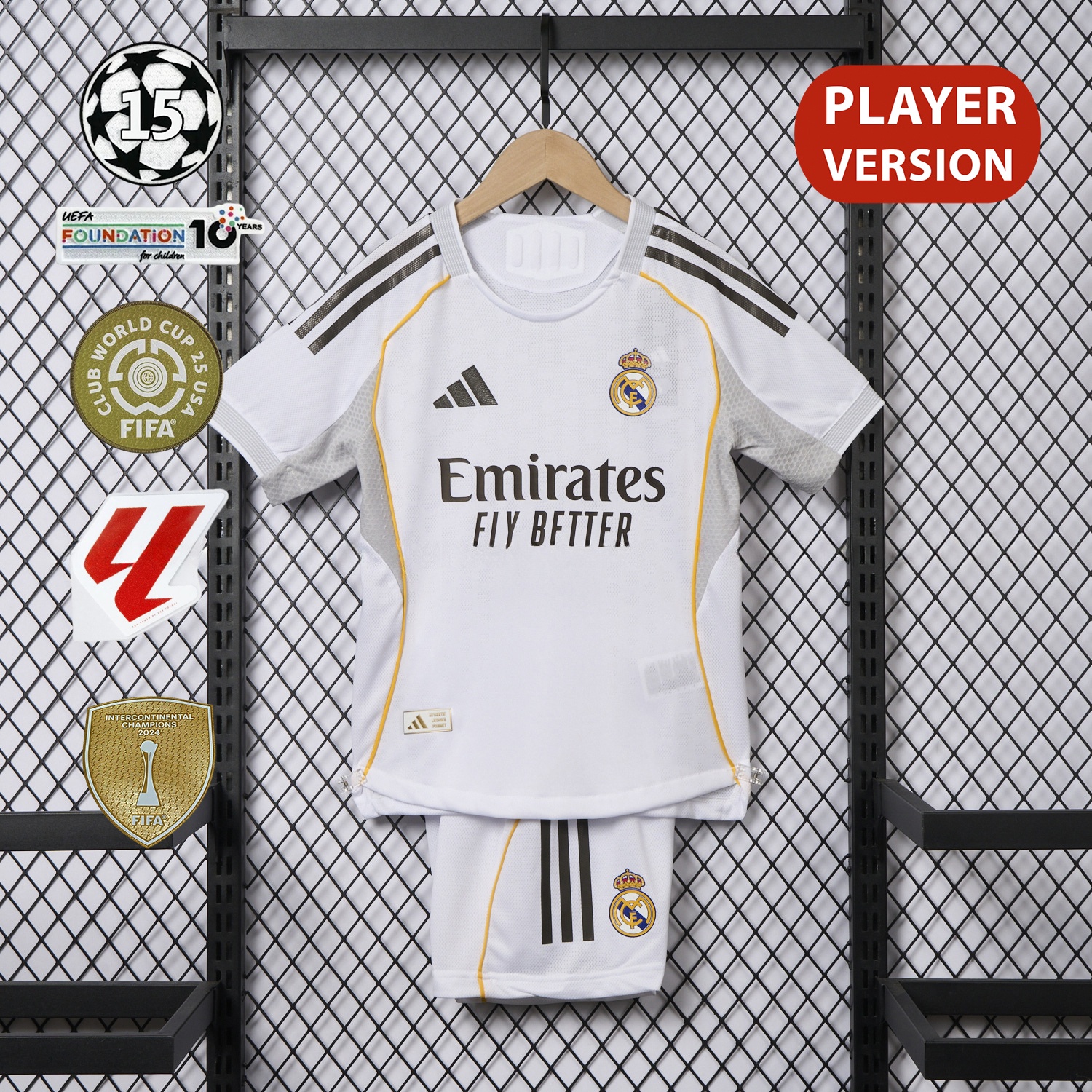 Real Madrid 25-26 Home White Kids Kit - Player Version - Unitedfutballjersey
