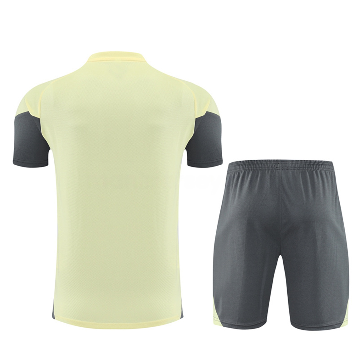 Real Madrid 25-26 Kids Short-Sleeve Training Set - Yellow Top and Grey Shorts - Unitedfutballjersey