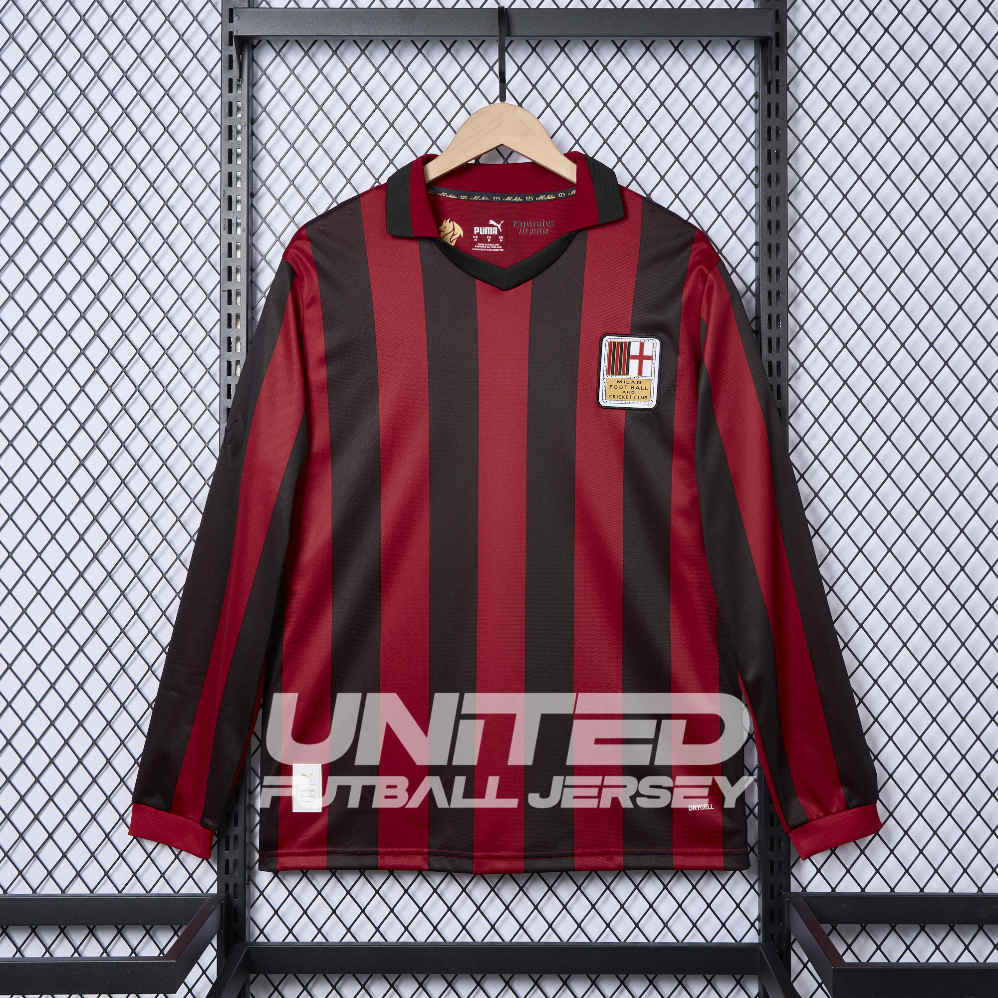 AC Milan 24-25 125th Anniversary Long Sleeves Red Jersey - Fans Version - Unitedfutballjersey